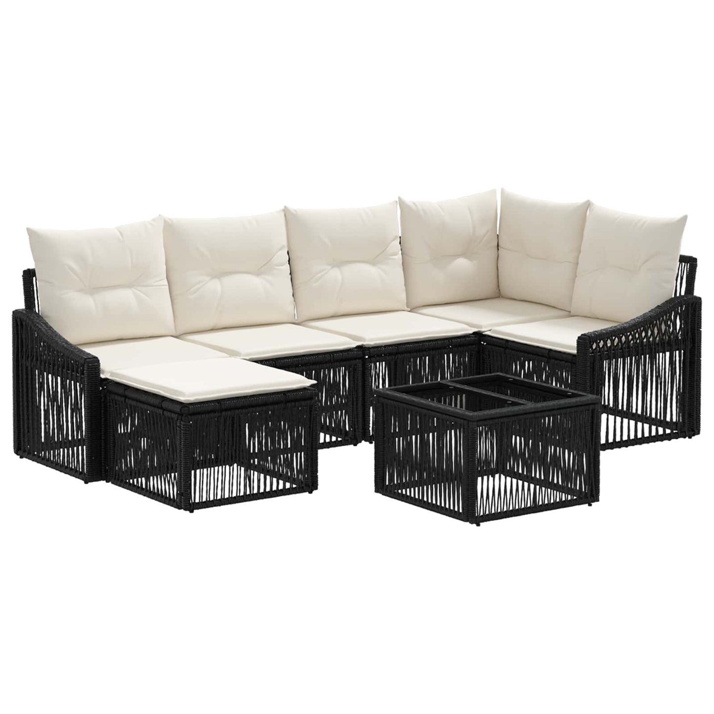 Gartensofa-set 7 stk. Schwarz Poly-Rattan