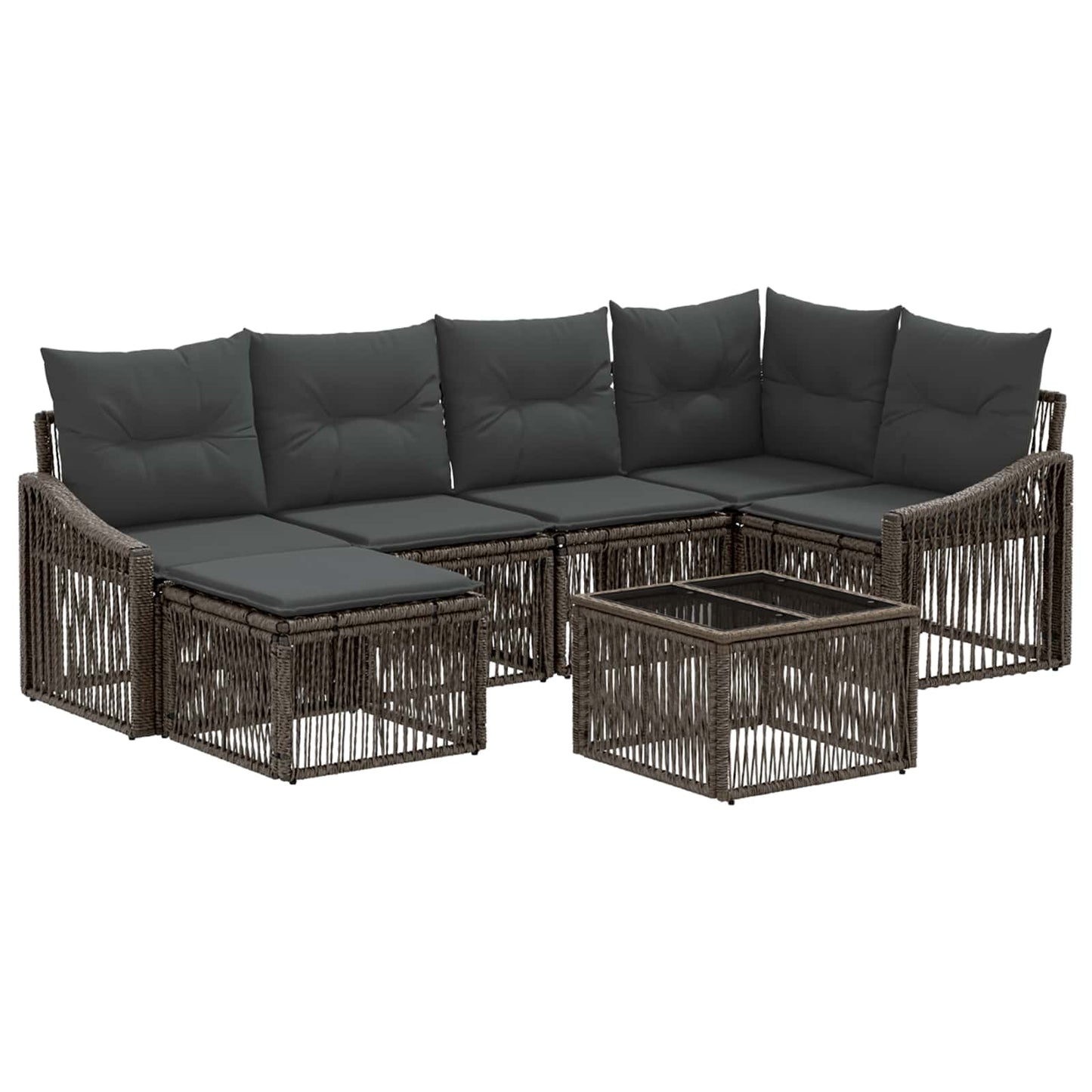 Gartensofa-set 7 stk. Grau Poly-Rattan