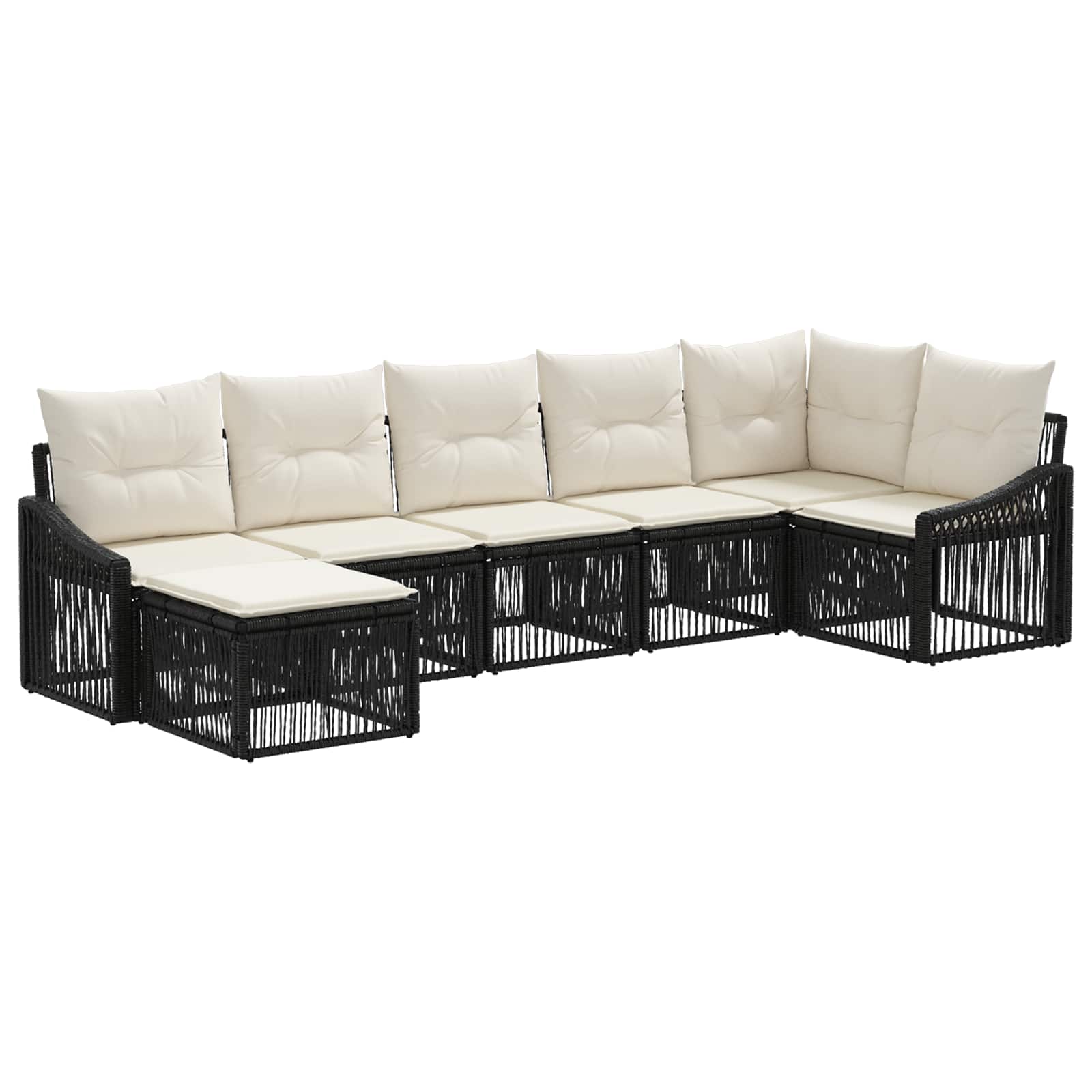 Gartensofa-set 7 pcs Schwarz Poly-Rattan