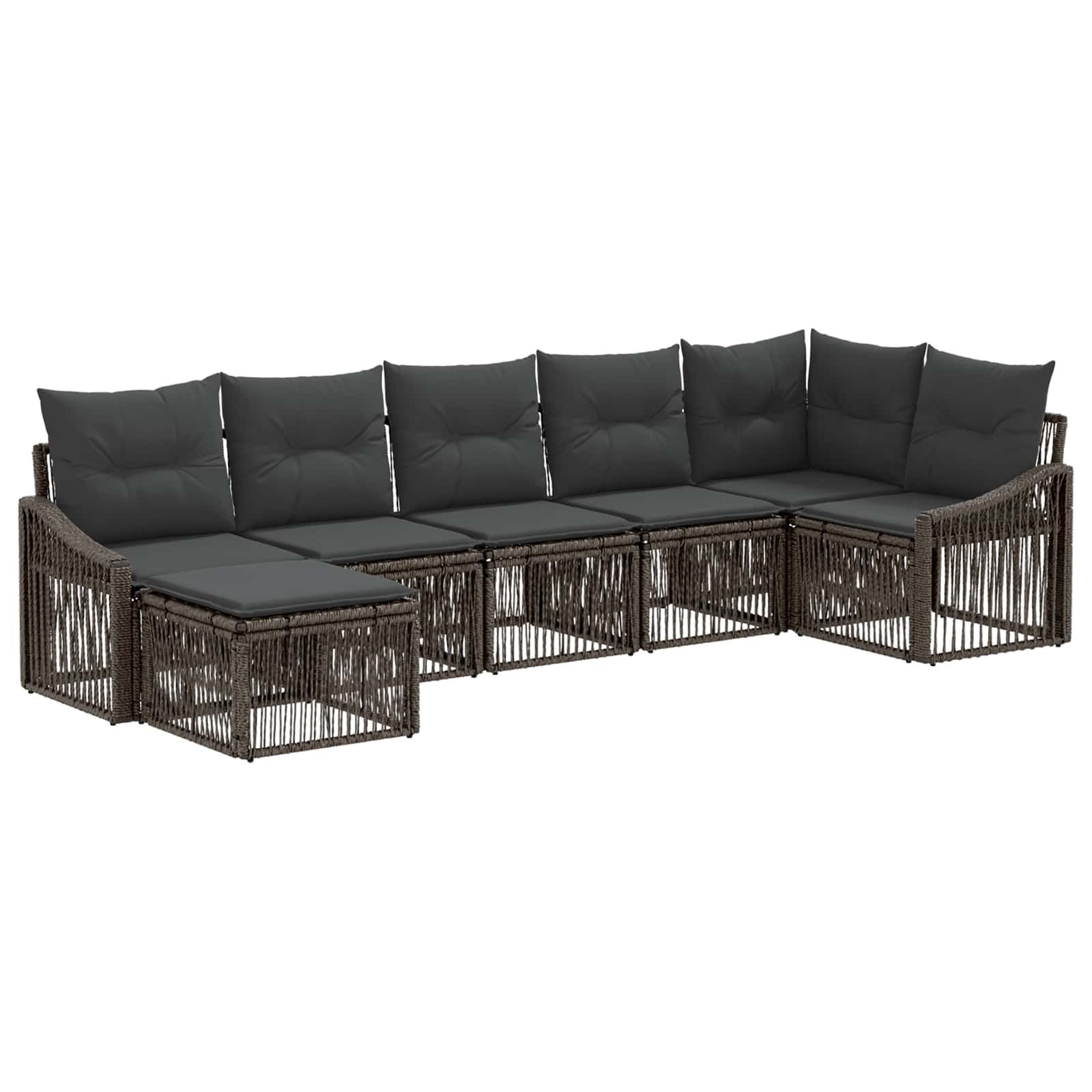 Gartensofa-set 7 pcs Grau Poly-Rattan
