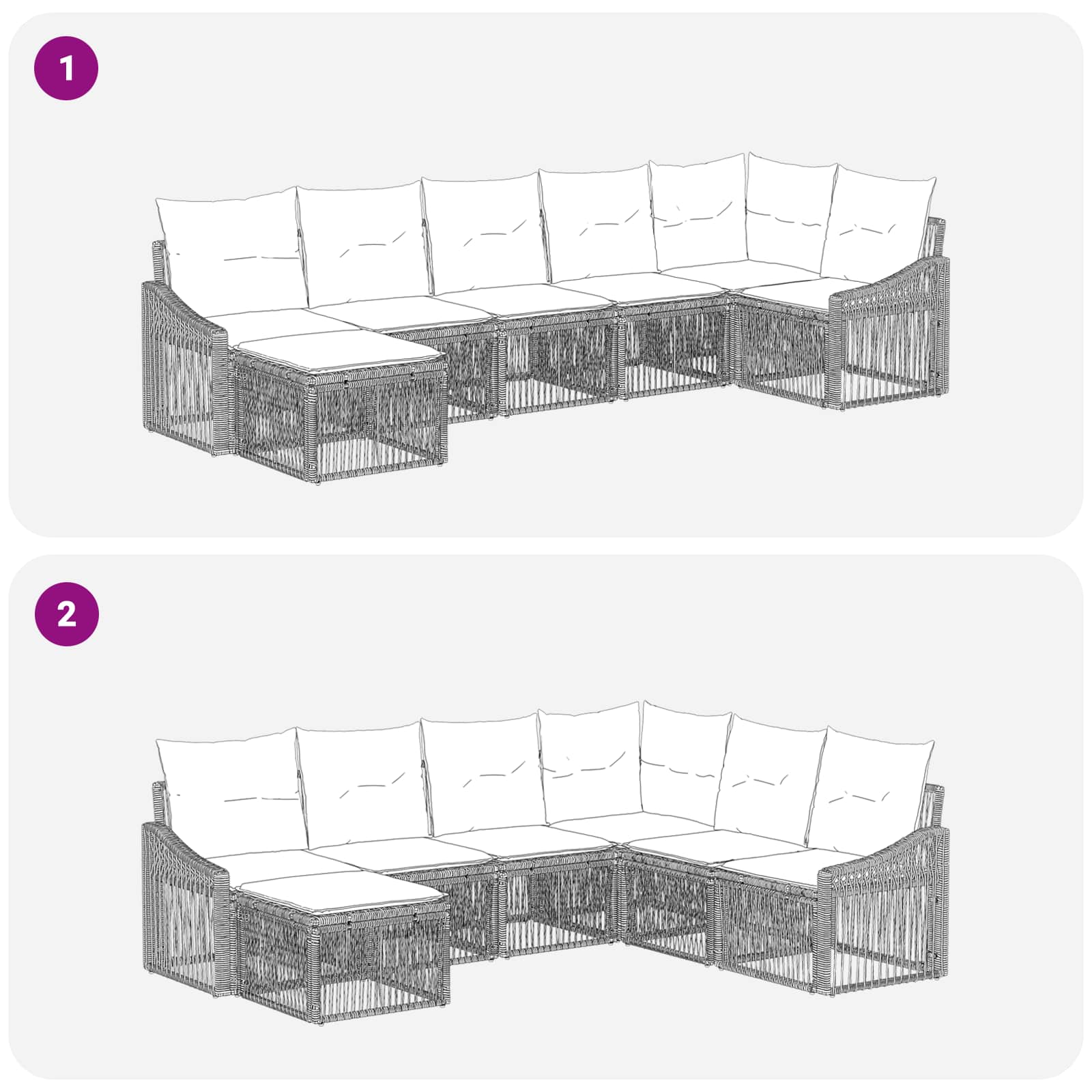 Gartensofa-set 7 pcs Grau Poly-Rattan