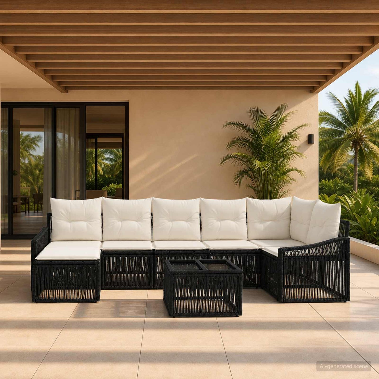 Gartensofa-set 8 stk. Schwarz Poly-Rattan