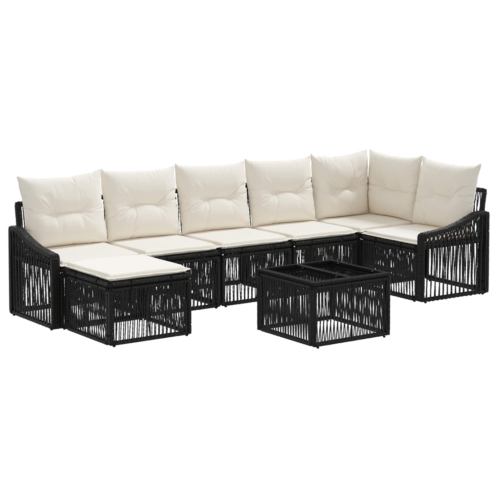 Gartensofa-set 8 pcs Schwarz Poly-Rattan