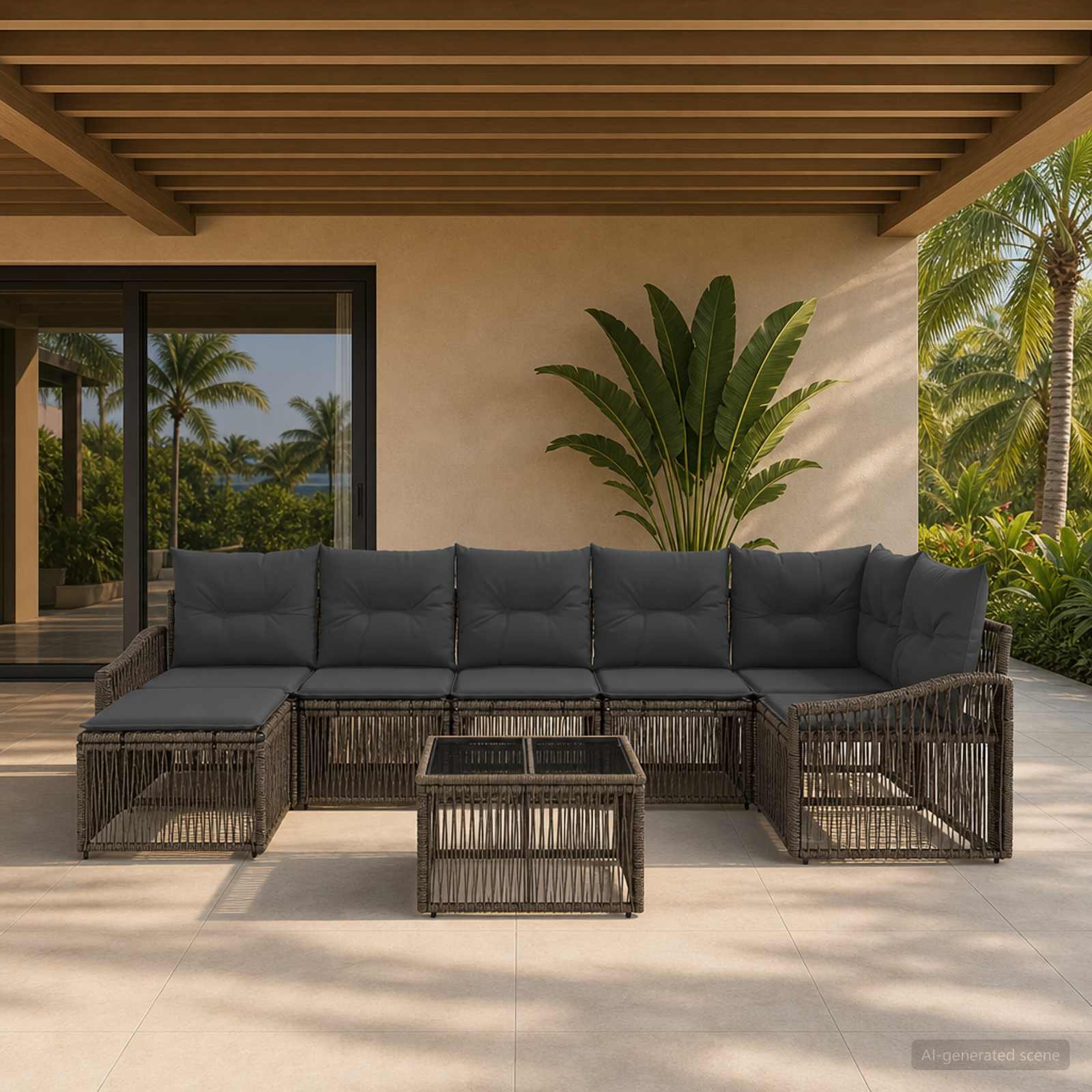 Gartensofa-set 8 stk. Grau Poly-Rattan