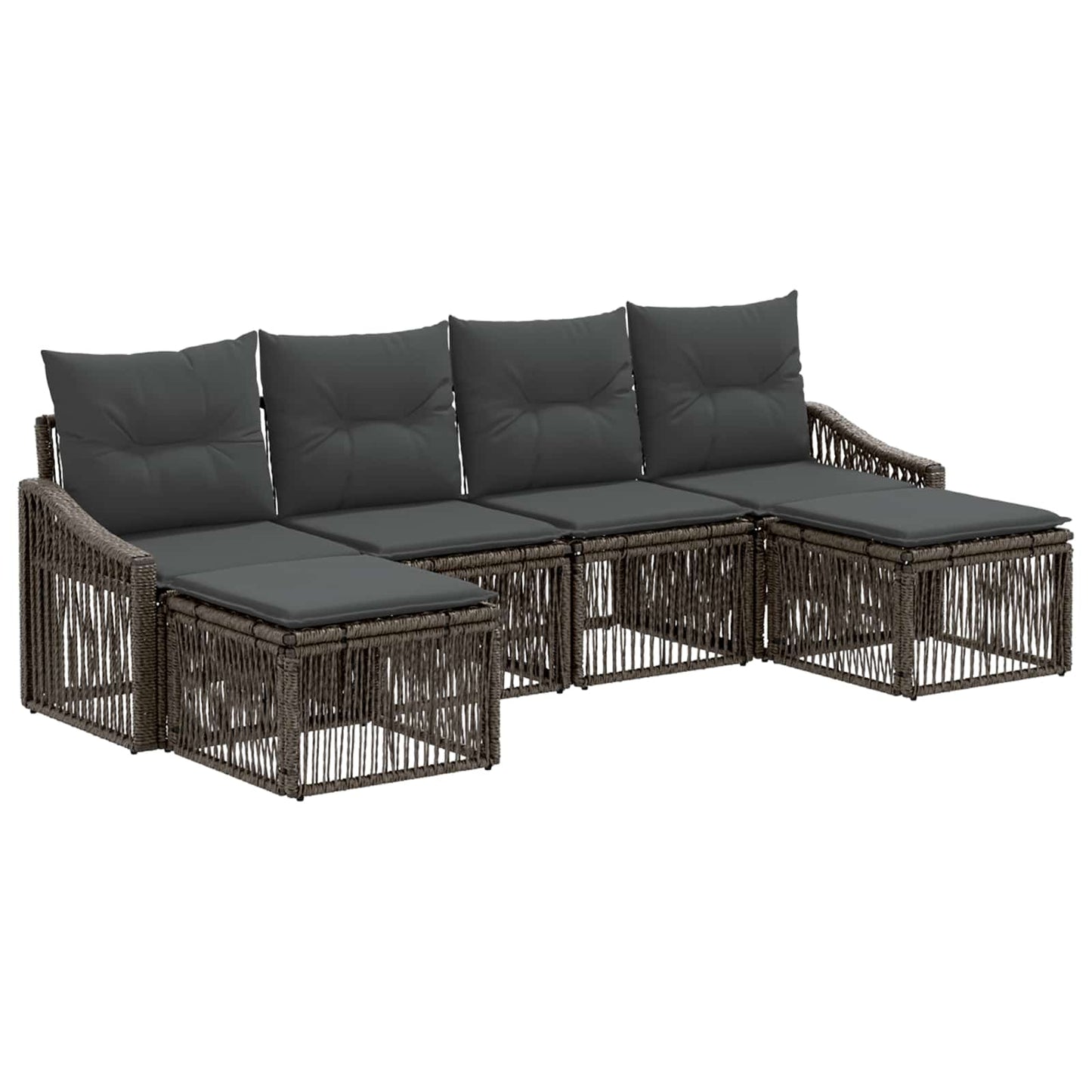 Gartensofa-set 6 stk. Grau Poly-Rattan