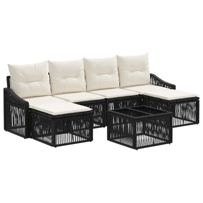 Gartensofa-set 7 stk. Schwarz Poly-Rattan