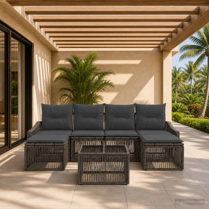 Gartensofa-set 7 stk. Grau Poly-Rattan