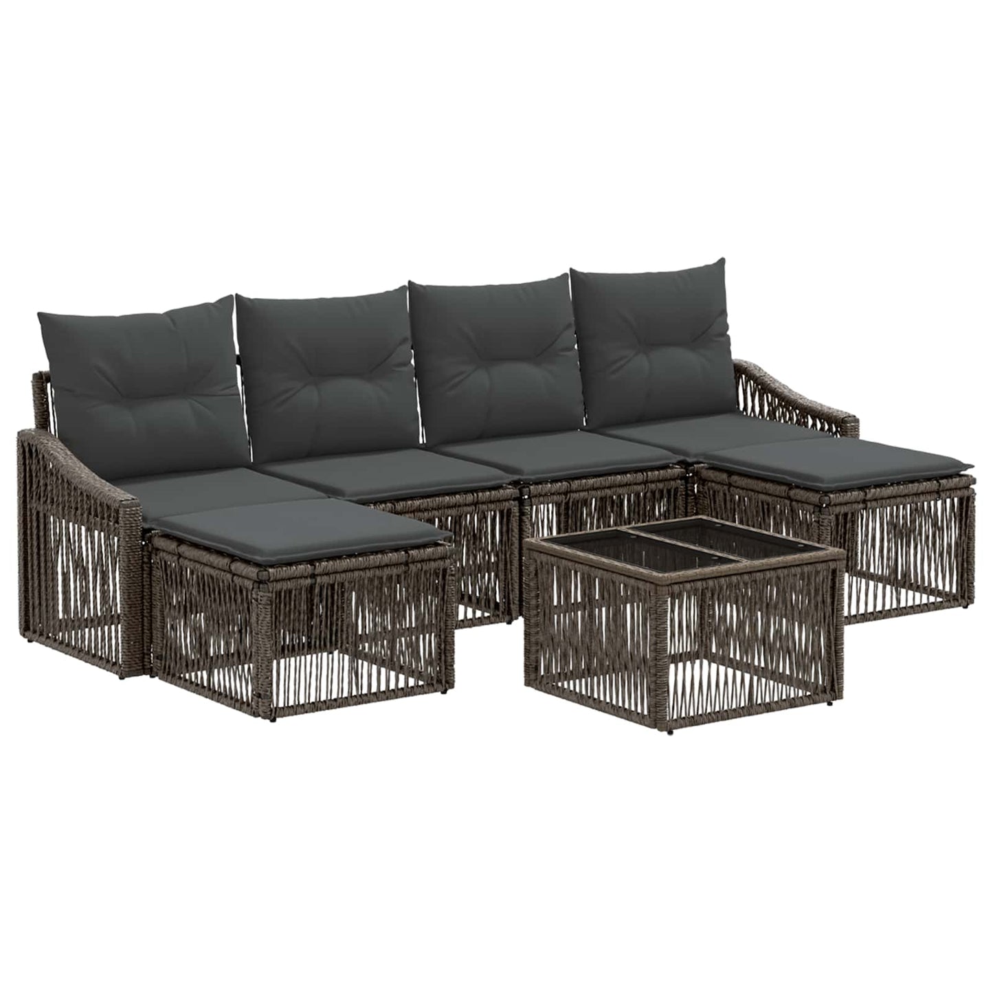Gartensofa-set 7 stk. Grau Poly-Rattan