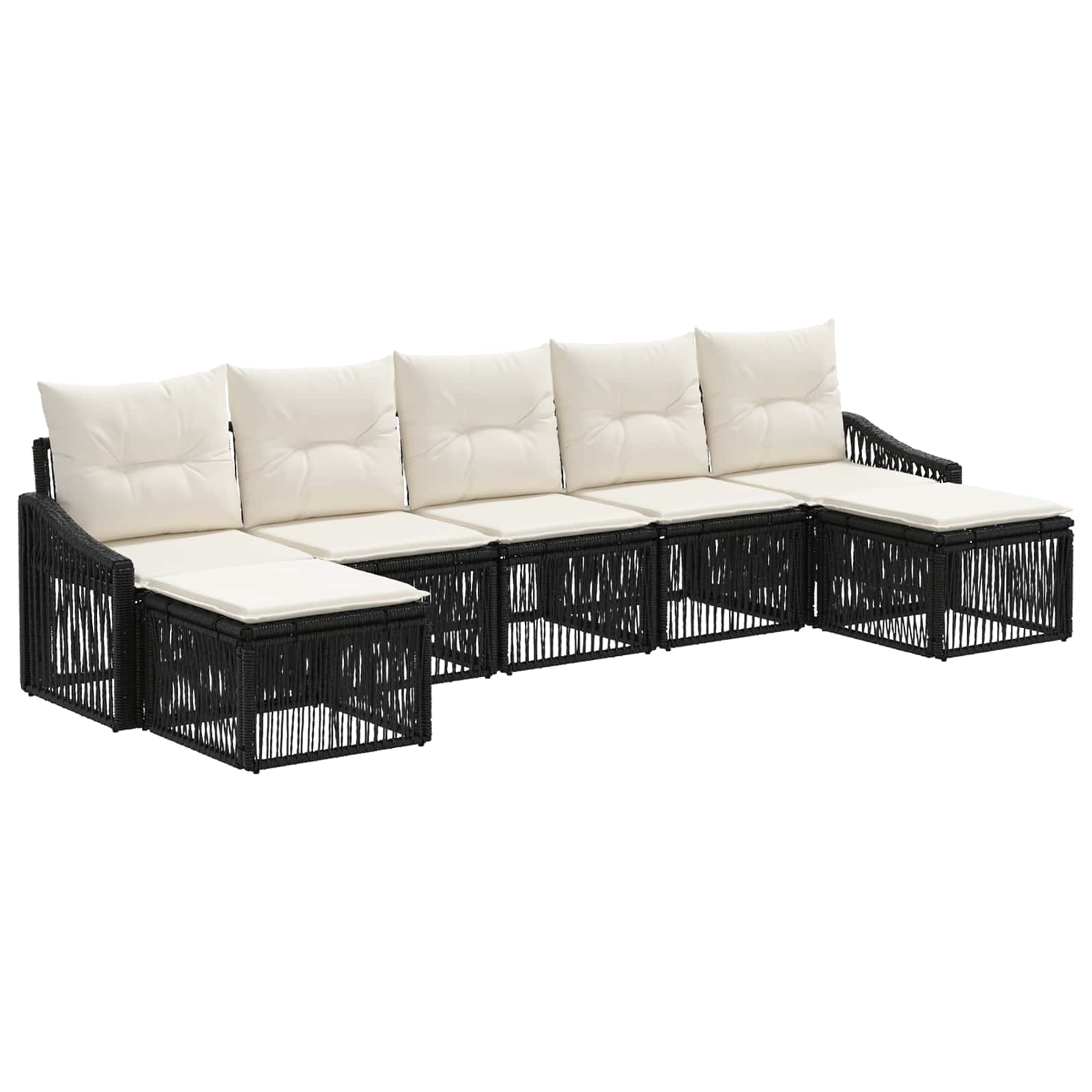 Gartensofa-set 7 stk. Schwarz Poly-Rattan