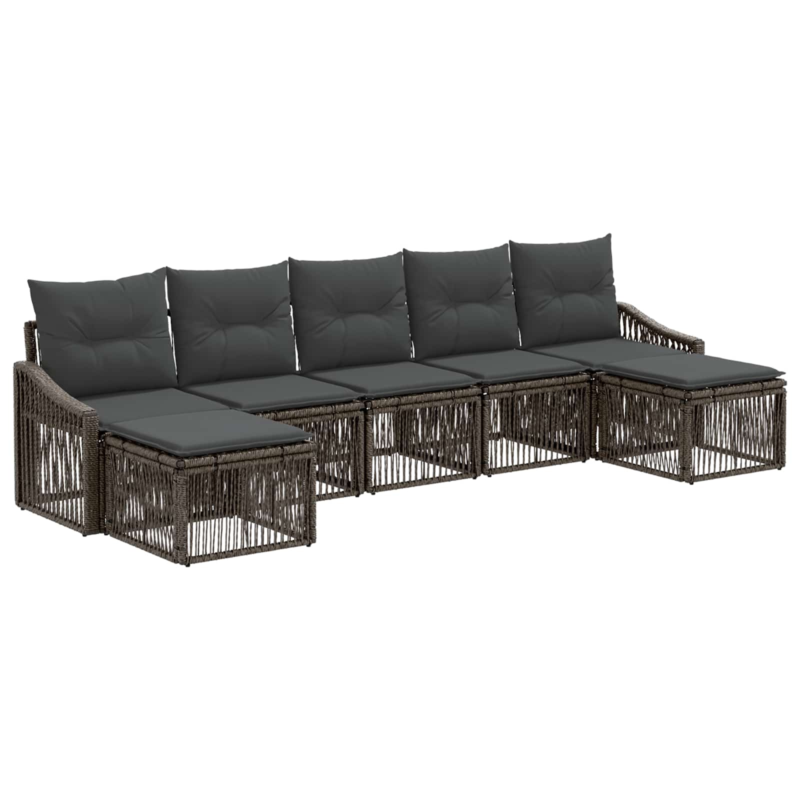 Gartensofa-set 7 stk. Grau Poly-Rattan