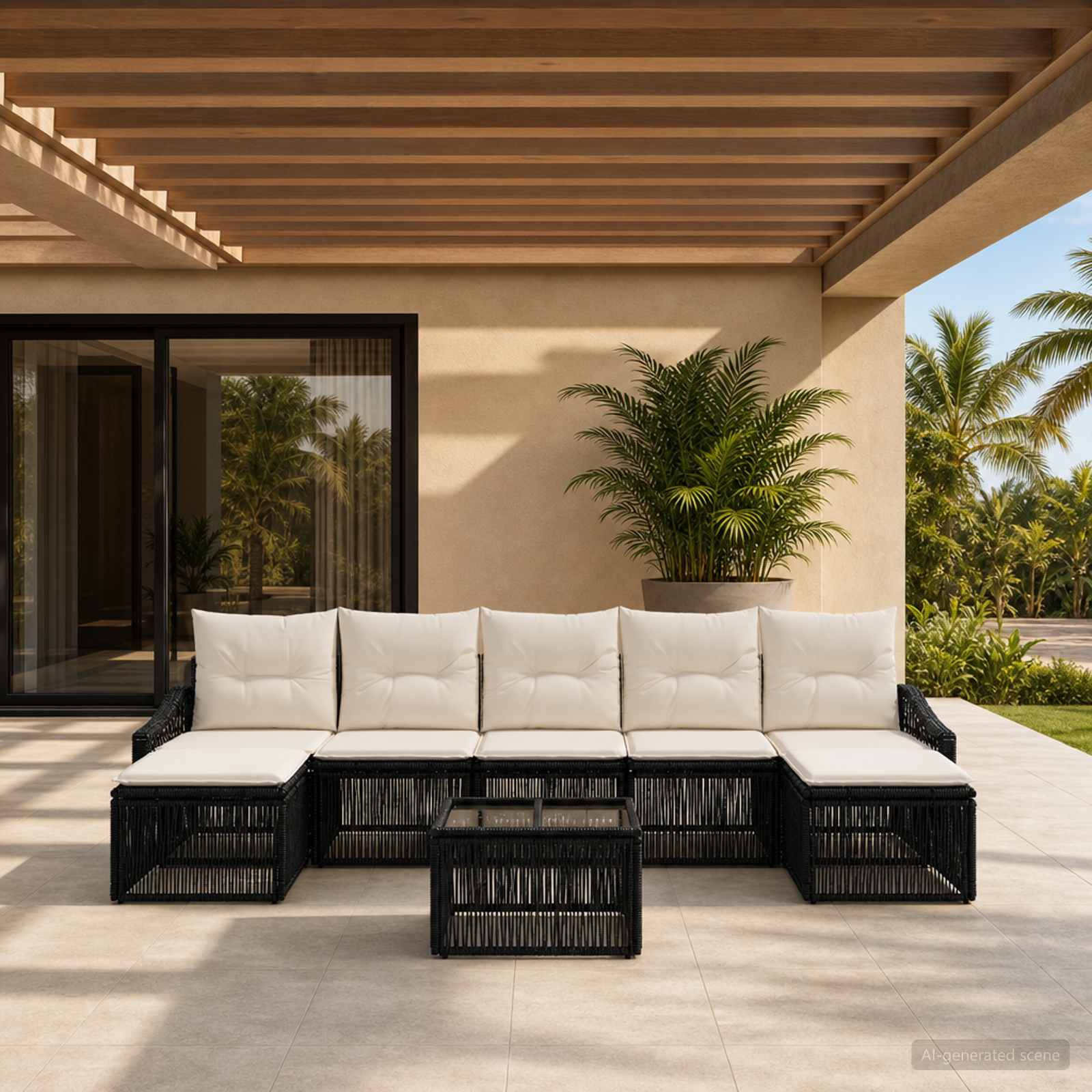 Gartensofa-set 8 stk. Schwarz Poly-Rattan