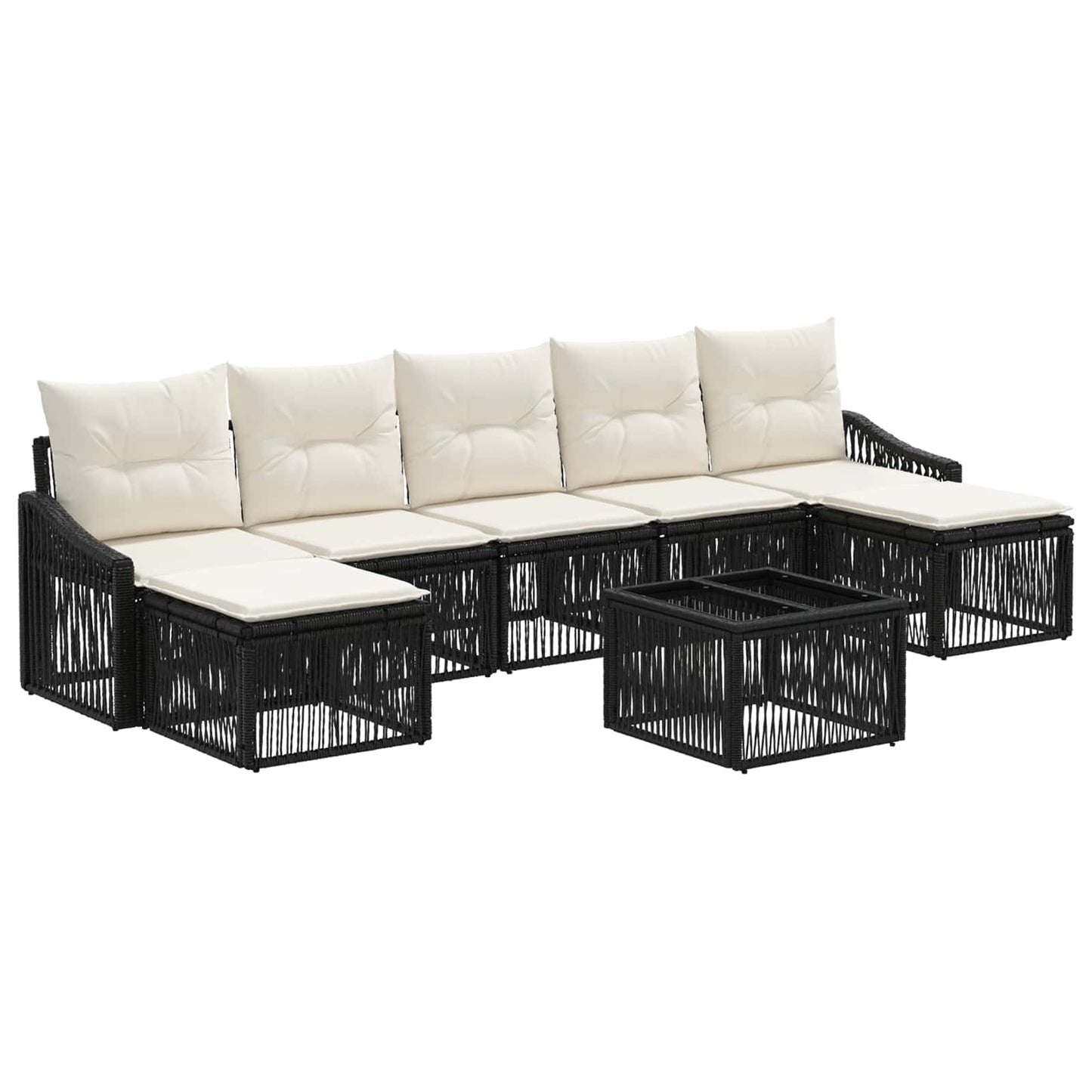 Gartensofa-set 8 stk. Schwarz Poly-Rattan