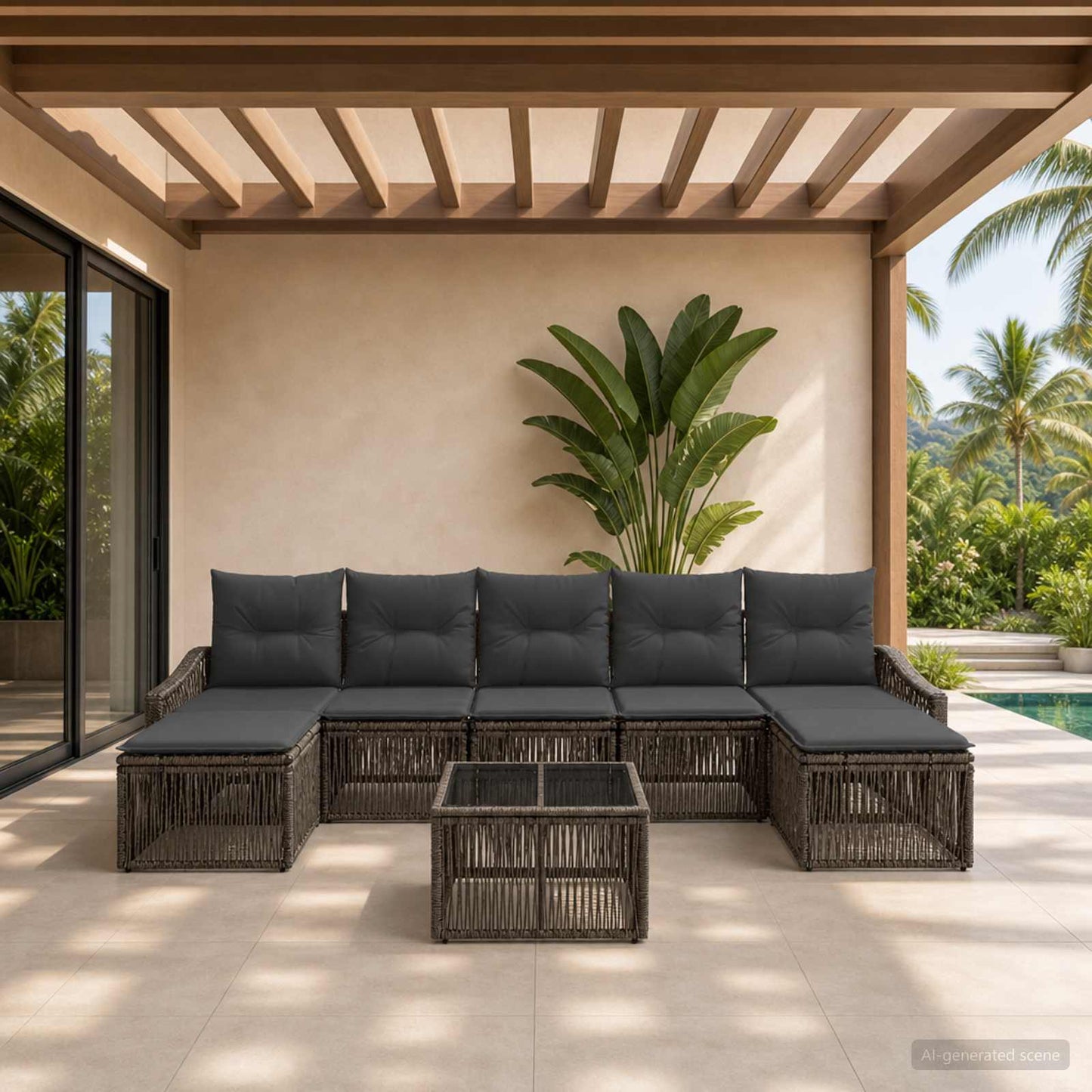 Gartensofa-set 8 stk. Grau Poly-Rattan