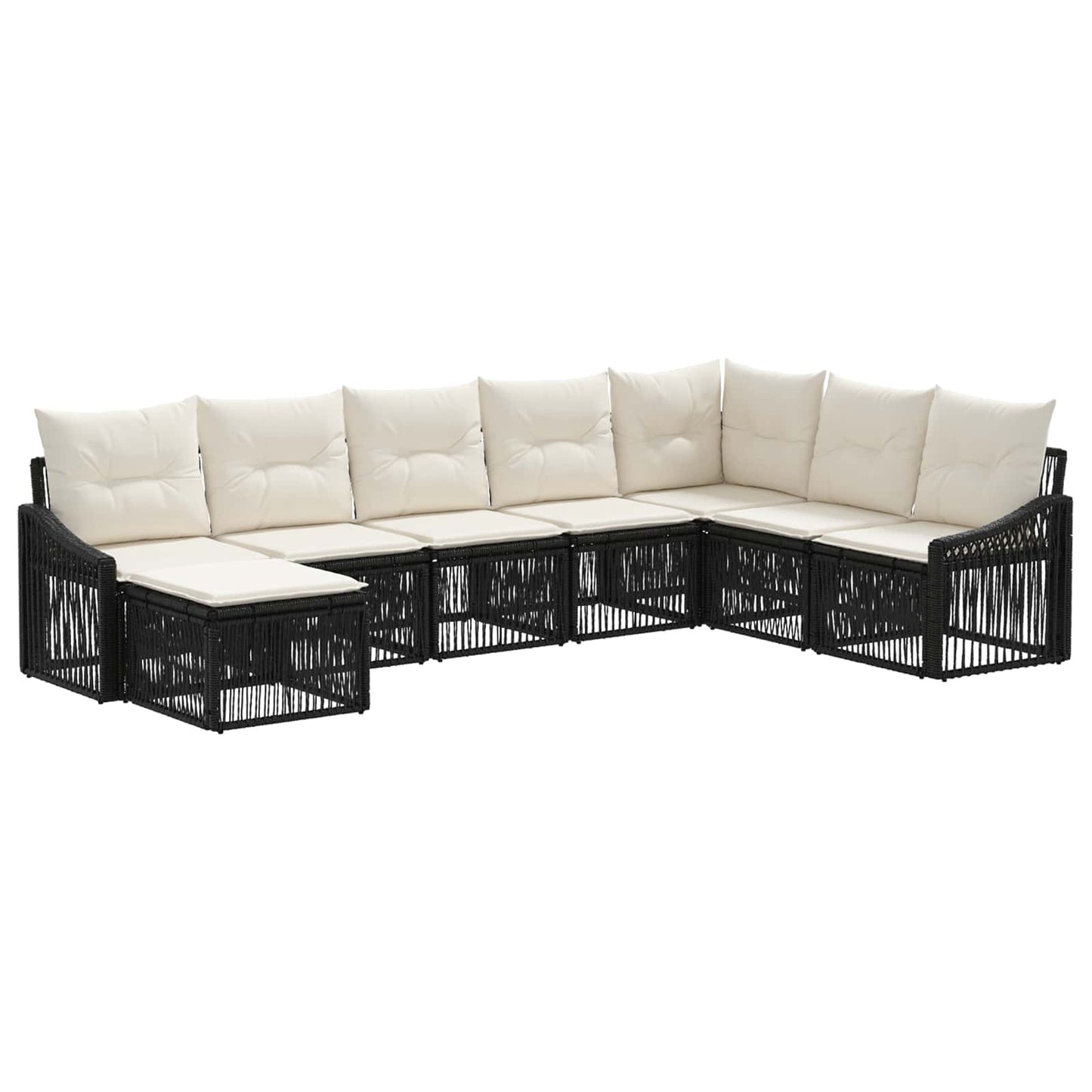 Gartensofa-set 8 pcs Schwarz Poly-Rattan