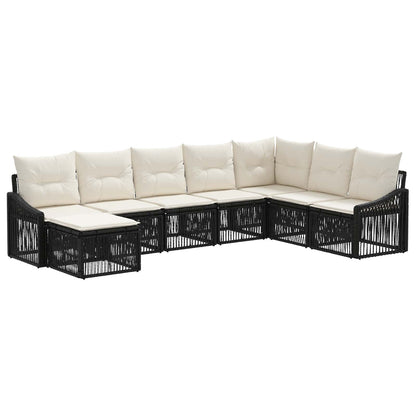 Gartensofa-set 8 stk. Schwarz Poly-Rattan