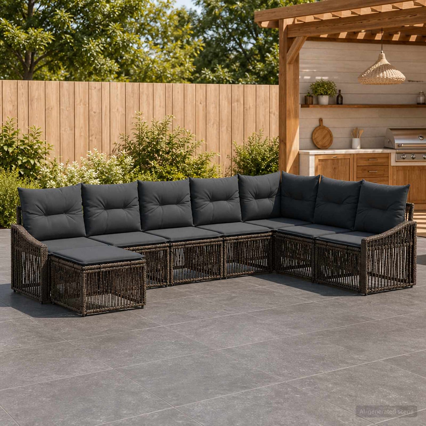 Gartensofa-set 8 stk. Grau Poly-Rattan