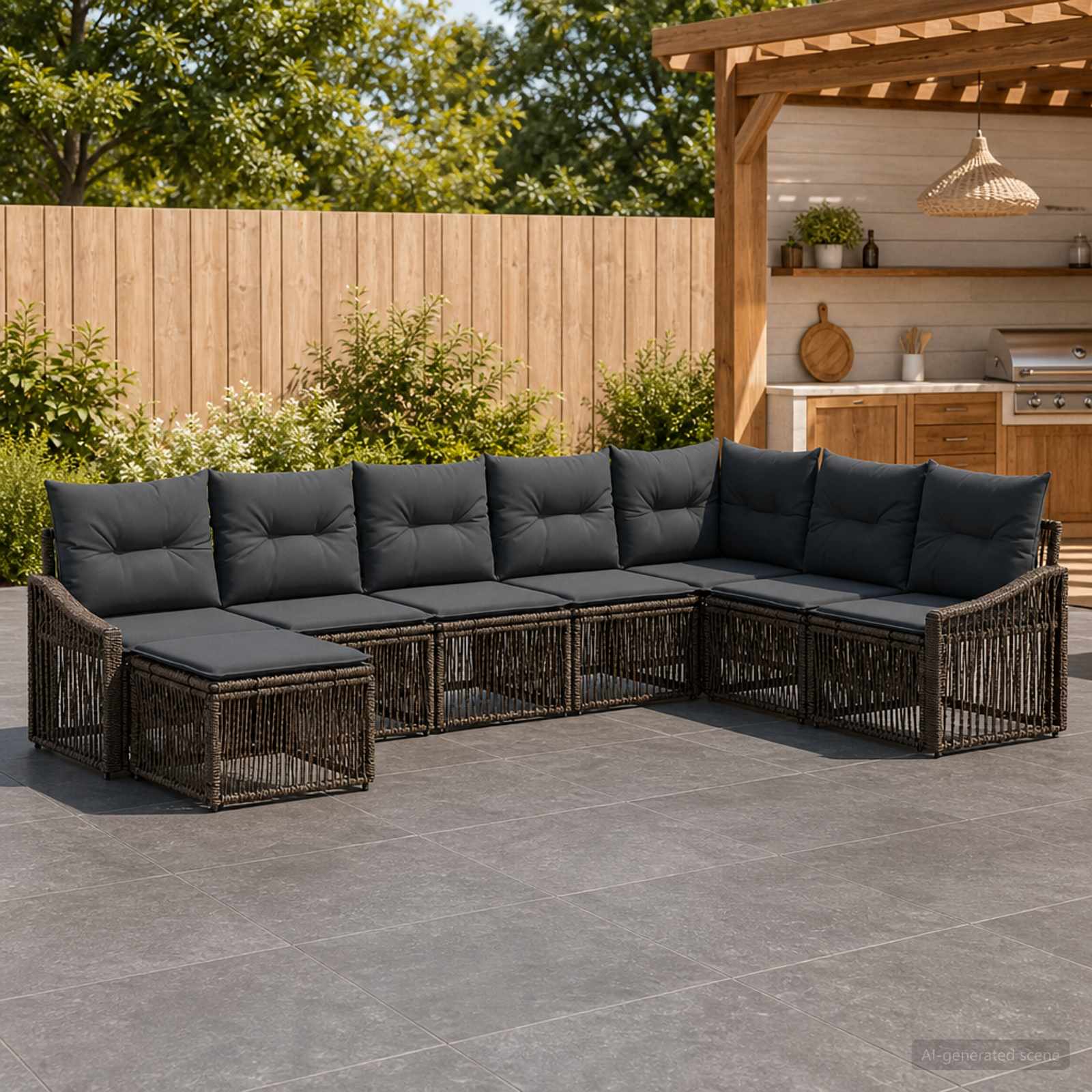 Gartensofa-set 8 stk. Grau Poly-Rattan