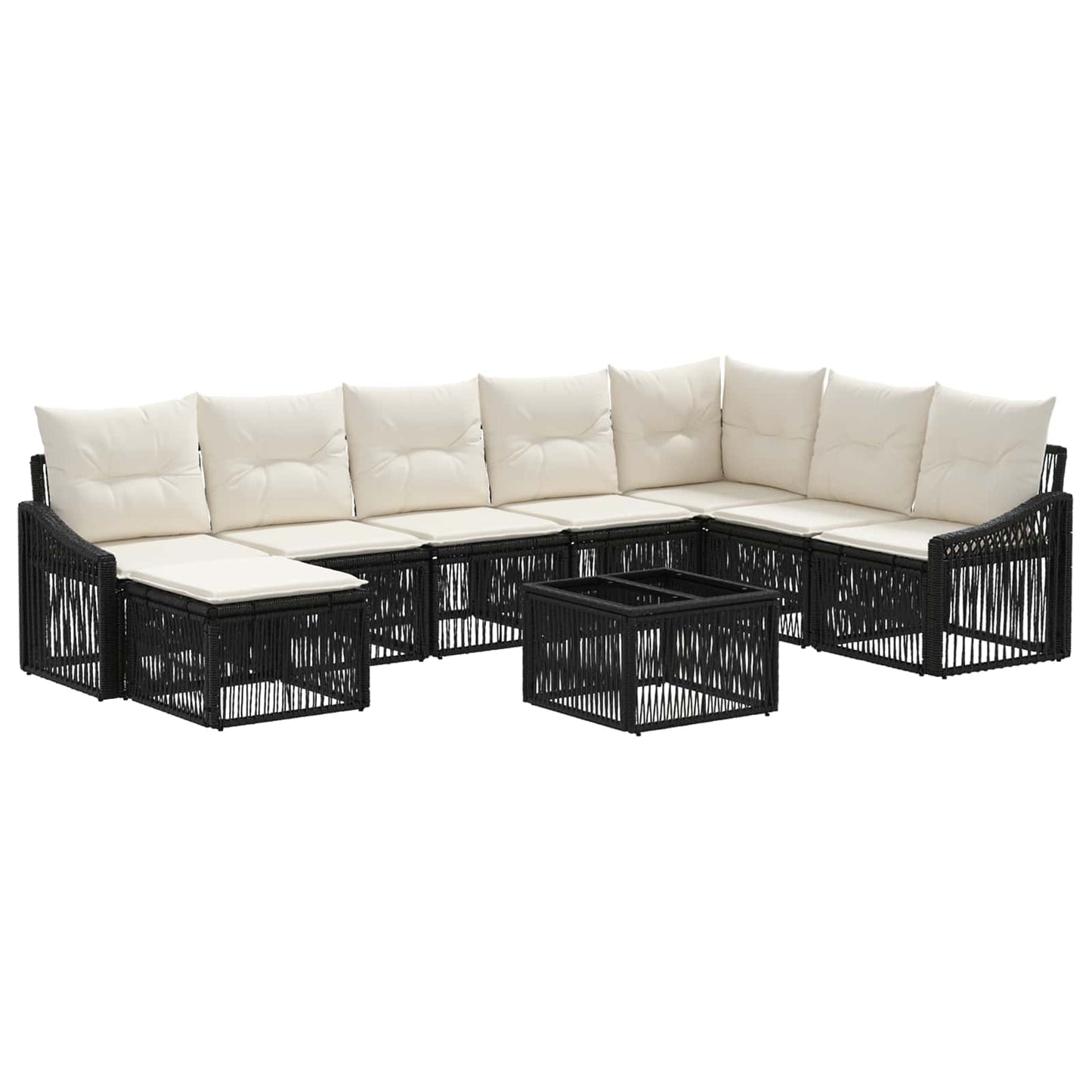 Gartensofa-set 9 stk. Schwarz Poly-Rattan