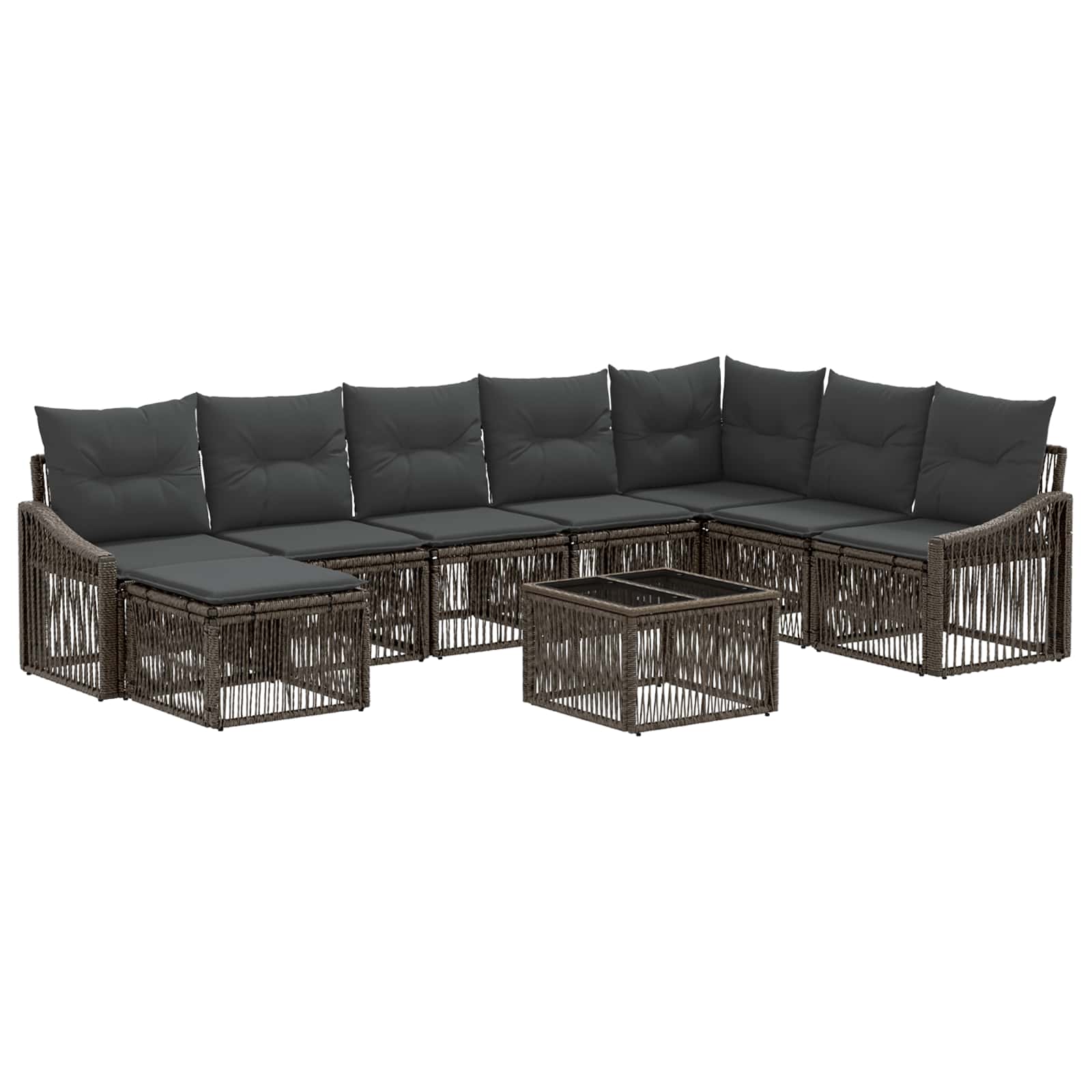 Gartensofa-set 9 stk. Grau Poly-Rattan