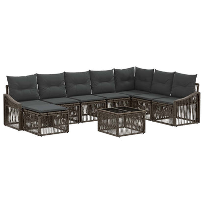 Gartensofa-set 9 stk. Grau Poly-Rattan