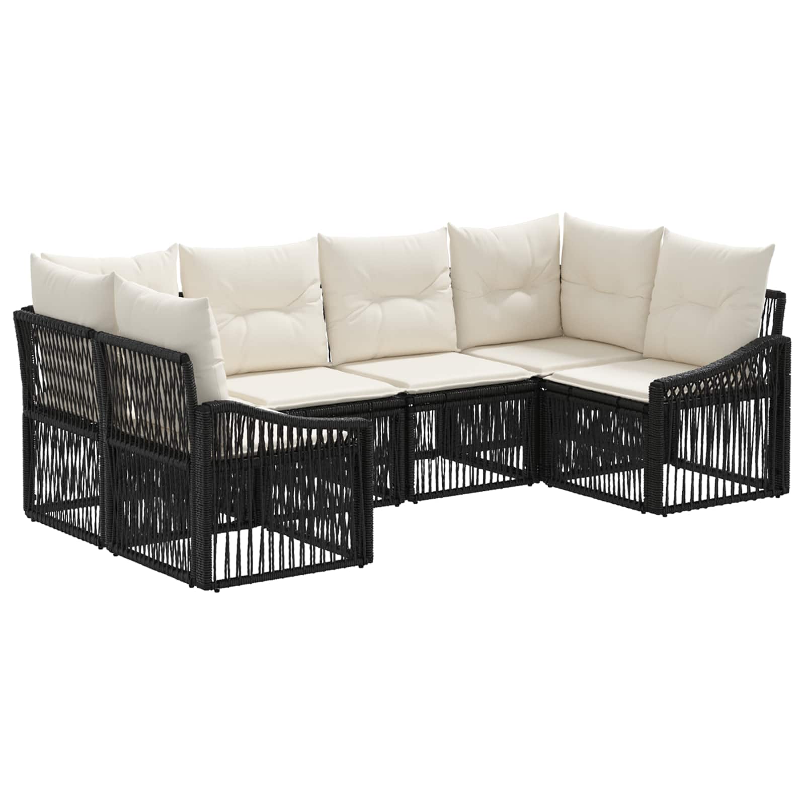 Gartensofa-set 6 stk. 6-Sitzanzahl Schwarz Poly-Rattan