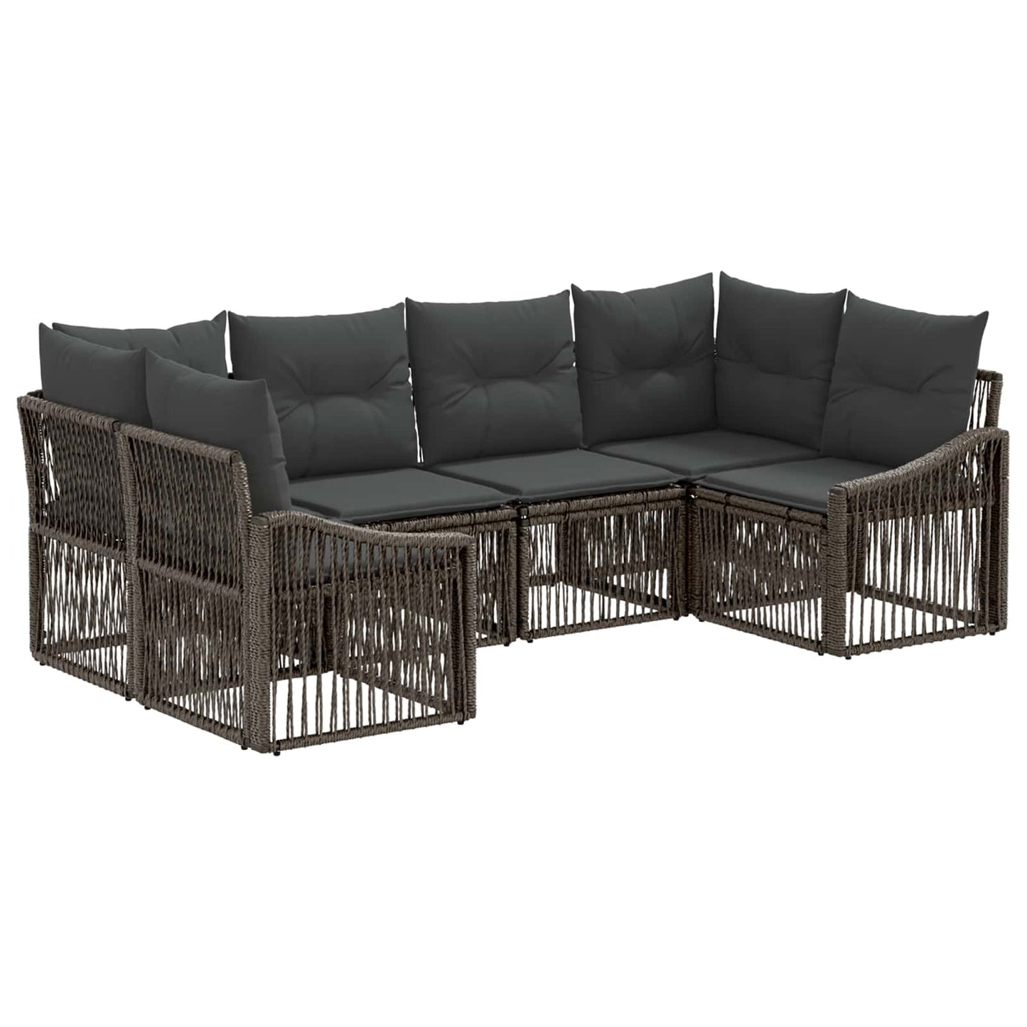Gartensofa-set 6 stk. 6-Sitzanzahl Grau Poly-Rattan