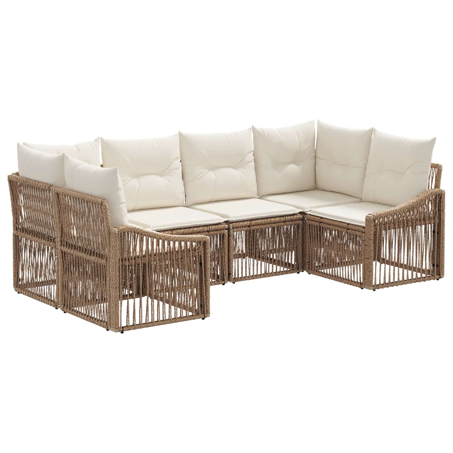 Gartensofa-set 6 stk. 6-Sitzanzahl Beige Poly-Rattan