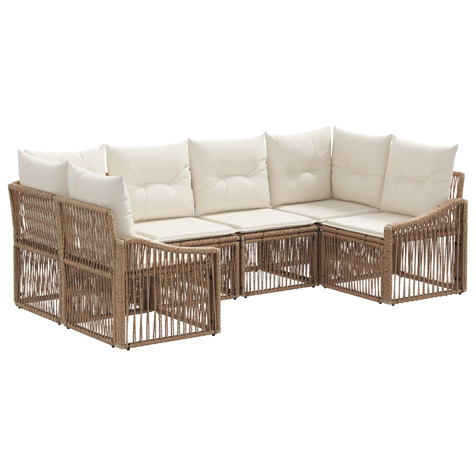 Gartensofa-set 6 stk. 6-Sitzanzahl Beige Poly-Rattan