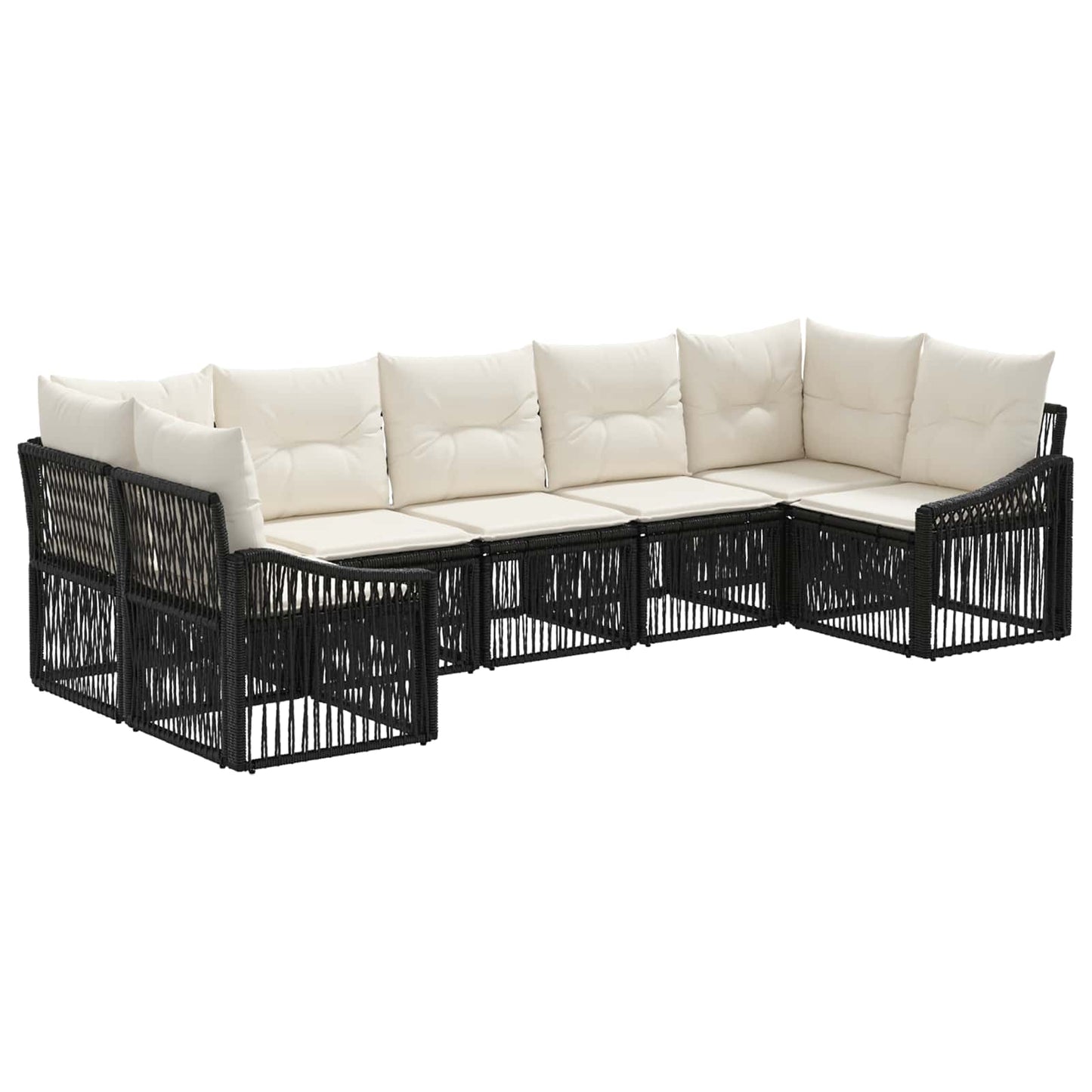 Gartensofa-set 7 stk. 7-Sitzanzahl Schwarz Poly-Rattan