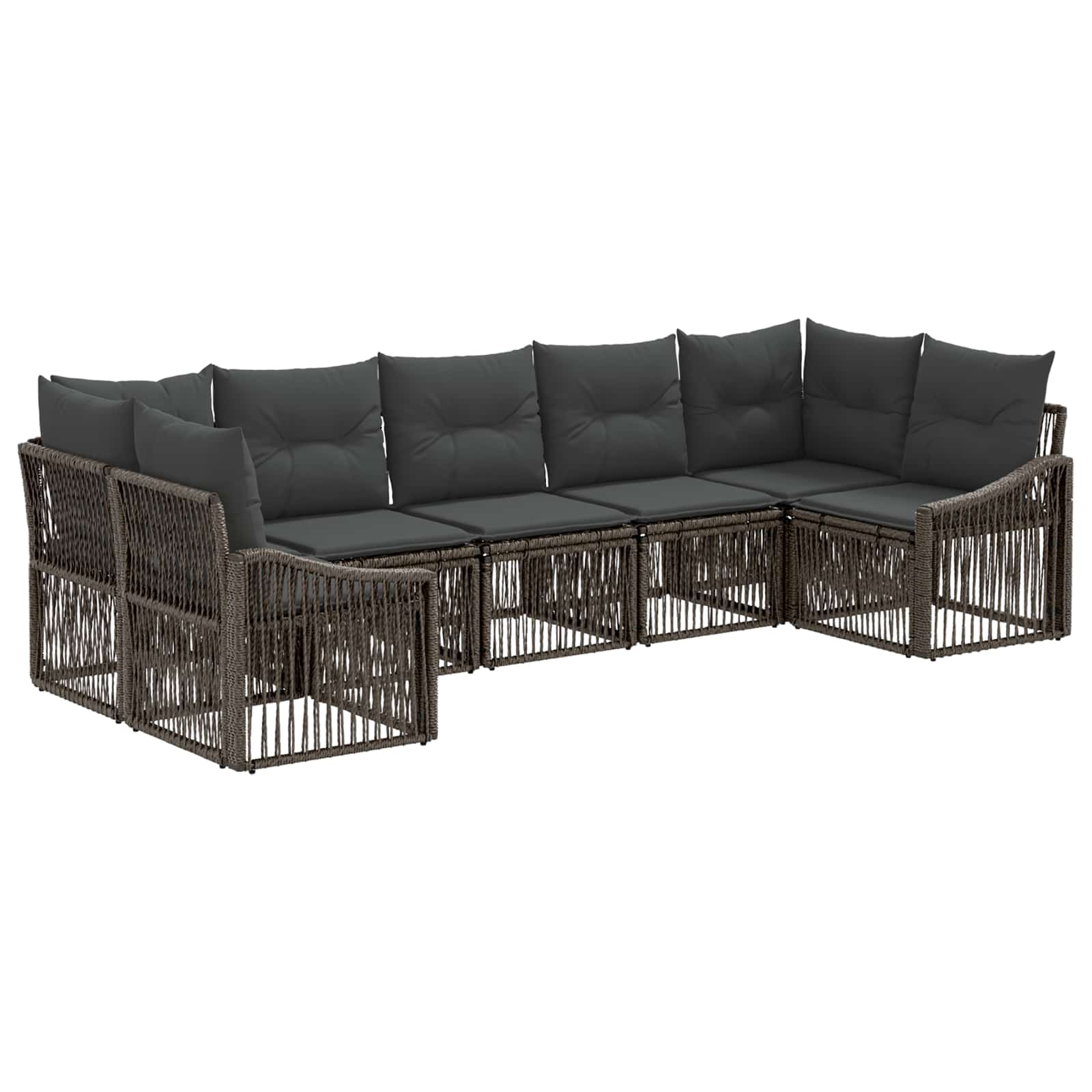 Gartensofa-set 7 stk. 7-Sitzanzahl Grau Poly-Rattan