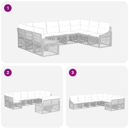 Gartensofa-set 9 stk. Schwarz Poly-Rattan