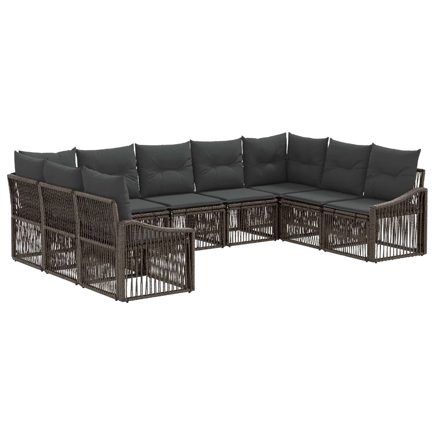 Gartensofa-set 9 stk. Grau Poly-Rattan