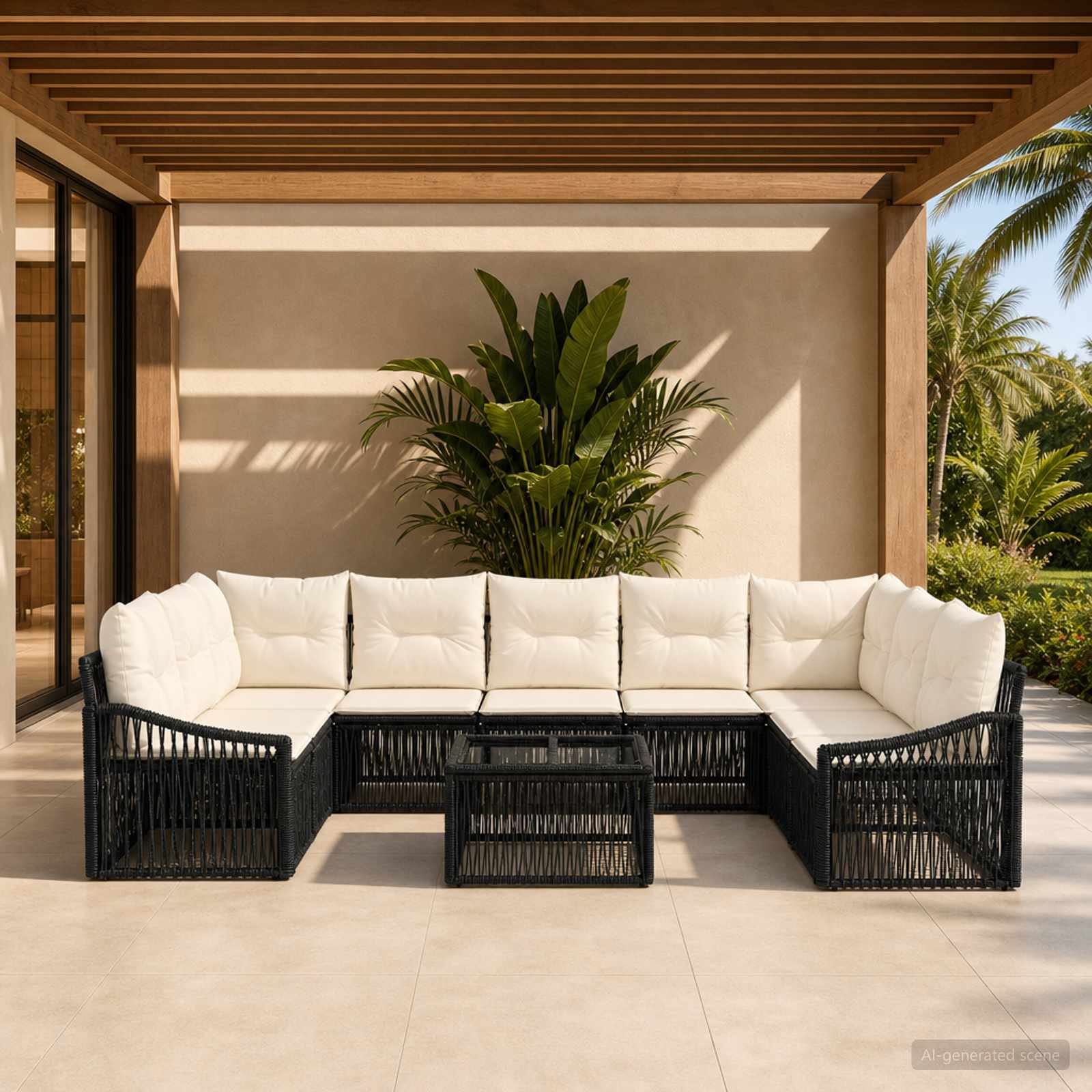 Gartensofa-set 10 pcs Schwarz Poly-Rattan