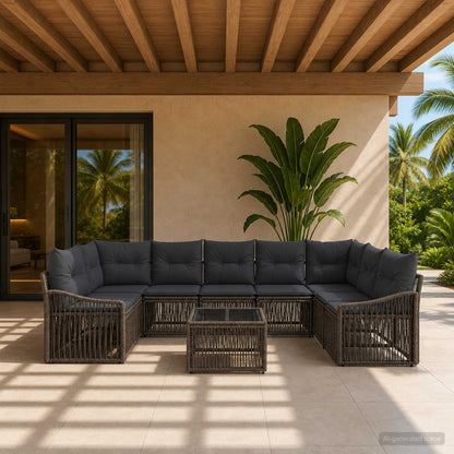 Gartensofa-set 10 stk. Grau Poly-Rattan