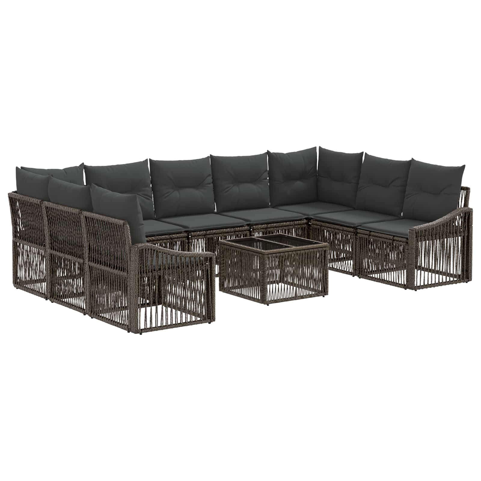 Gartensofa-set 10 stk. Grau Poly-Rattan