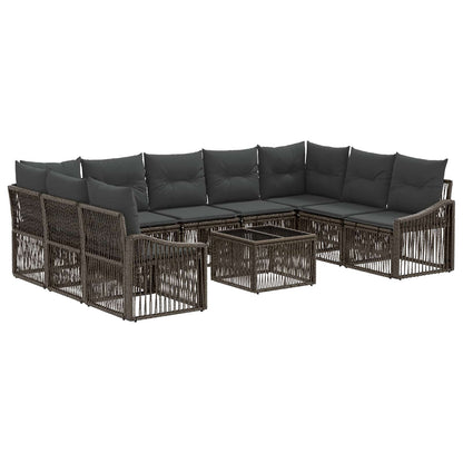 Gartensofa-set 10 stk. Grau Poly-Rattan