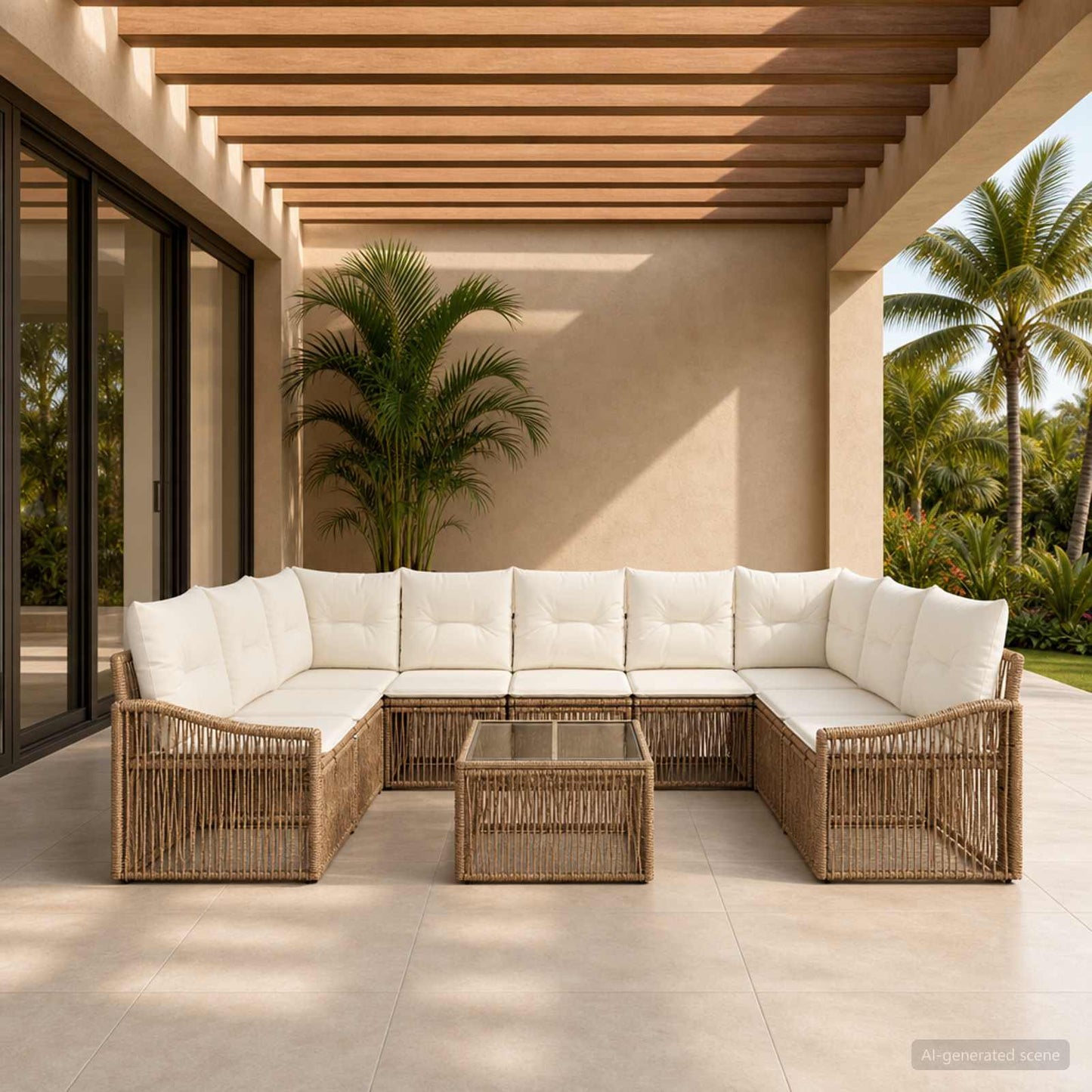 Gartensofa-set 10 pcs Beige Poly-Rattan