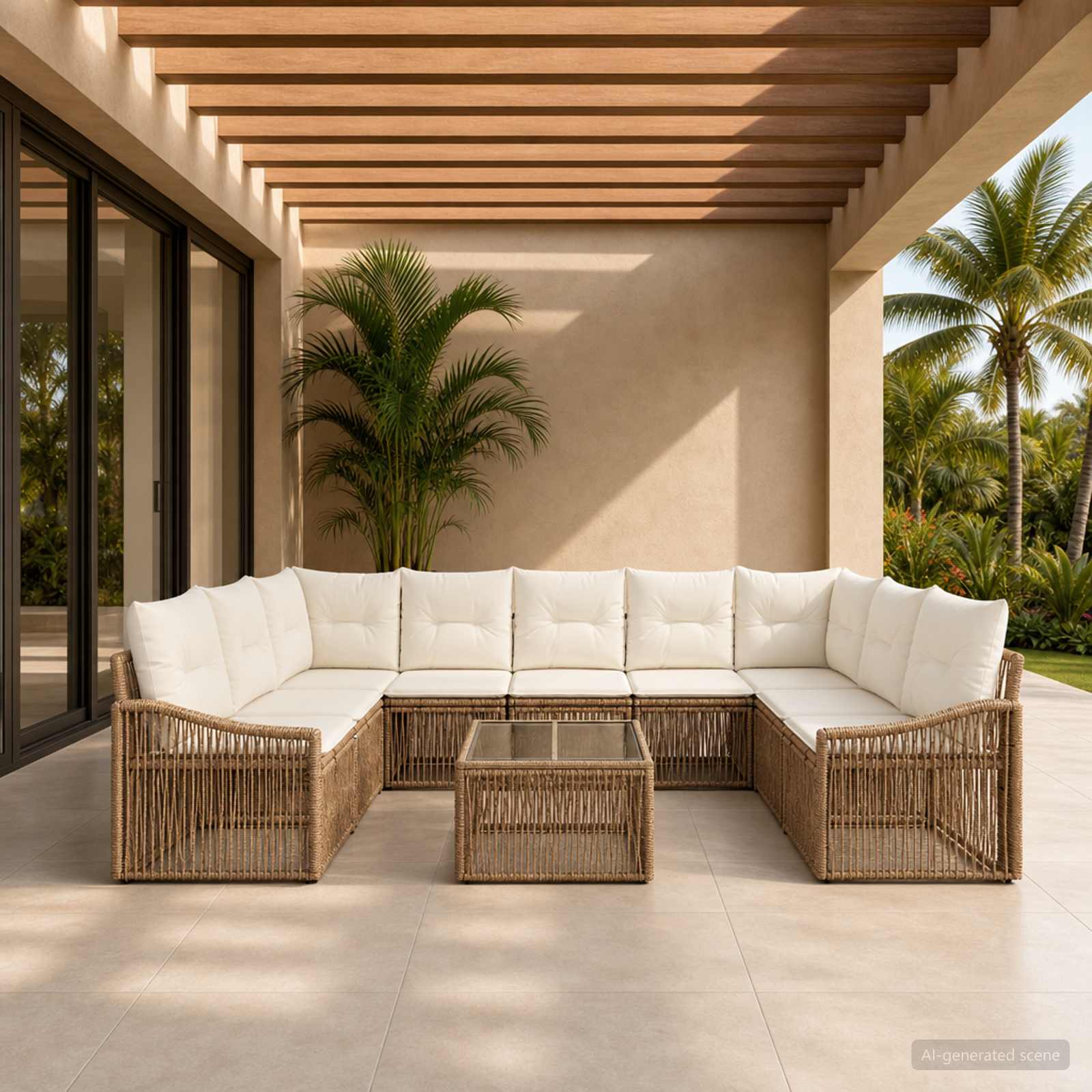 Gartensofa-set 10 pcs Beige Poly-Rattan