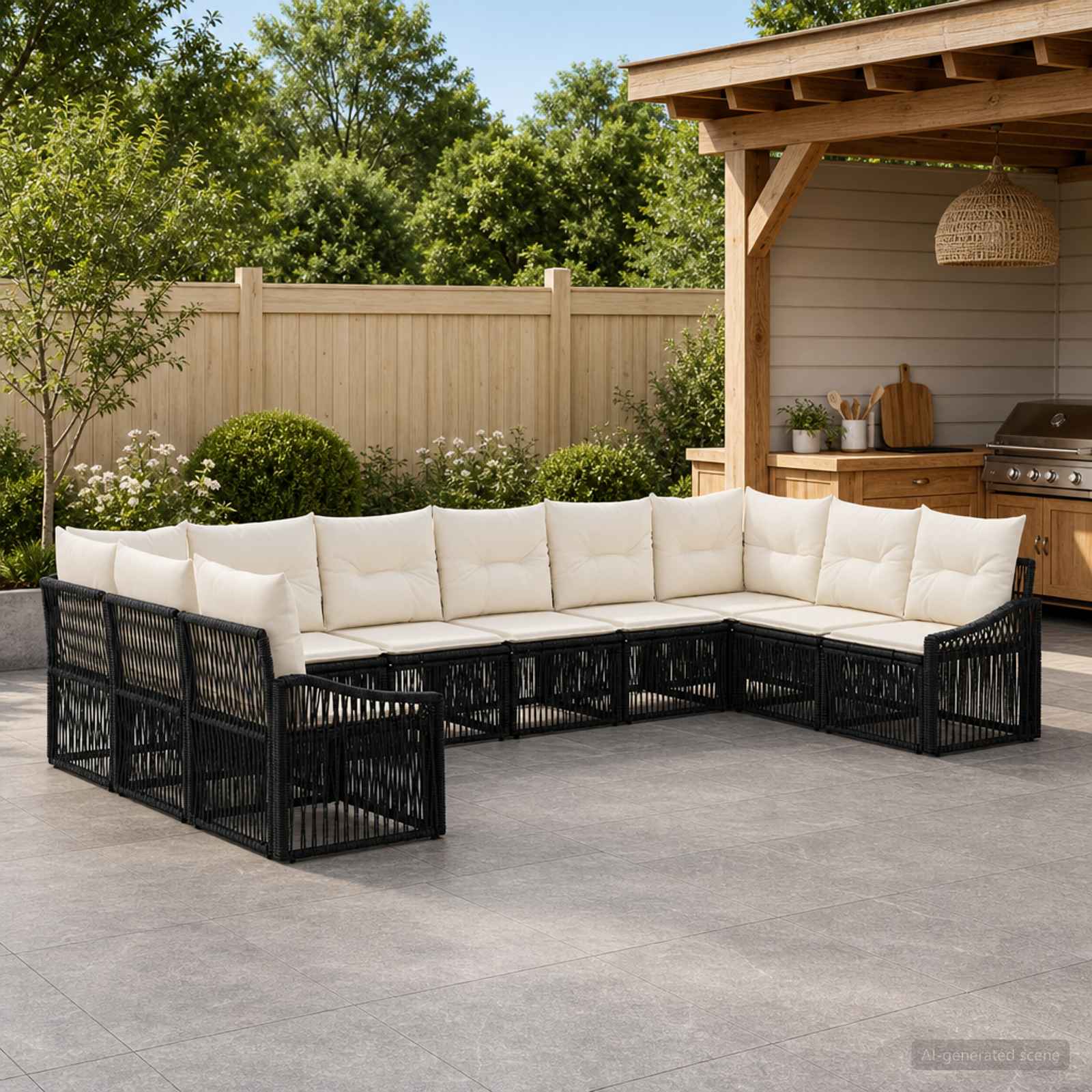 Gartensofa-set 10 stk. Schwarz Poly-Rattan