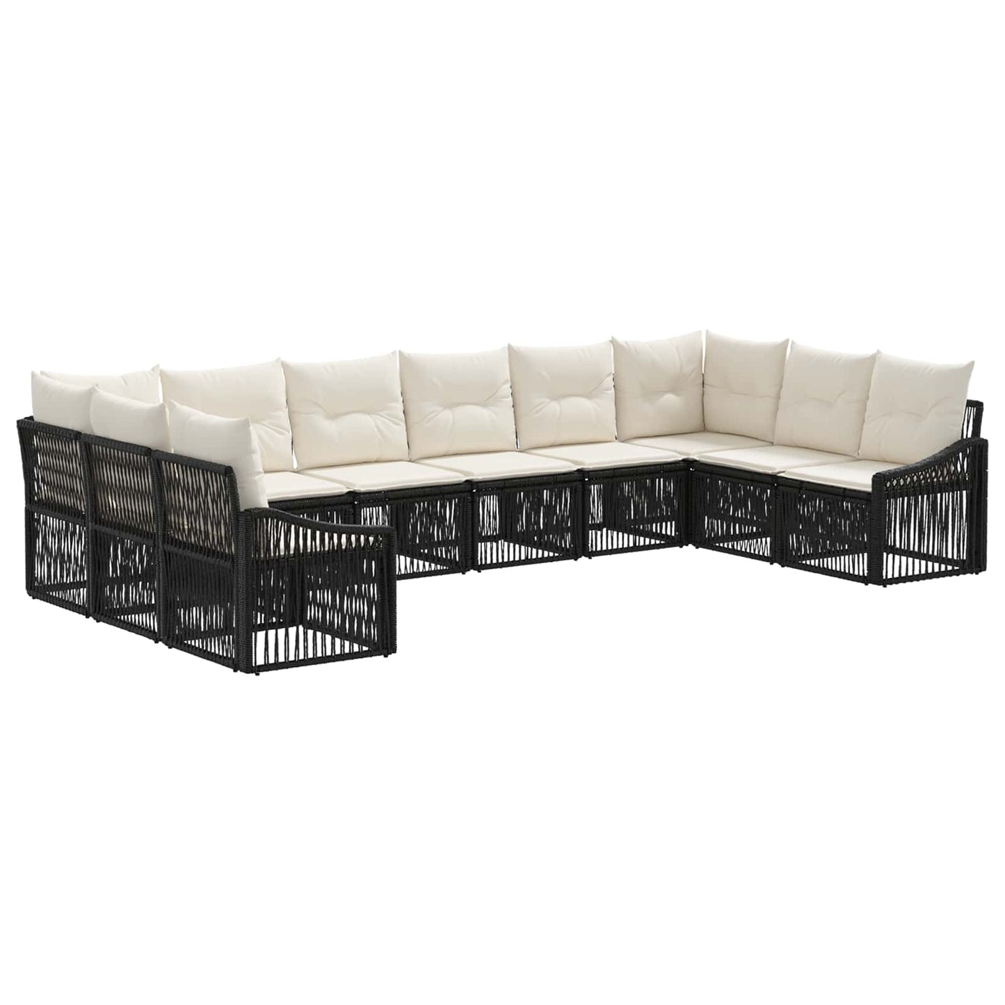 Gartensofa-set 10 stk. Schwarz Poly-Rattan