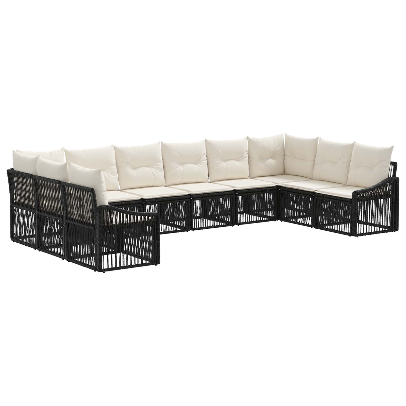 Gartensofa-set 10 stk. Schwarz Poly-Rattan