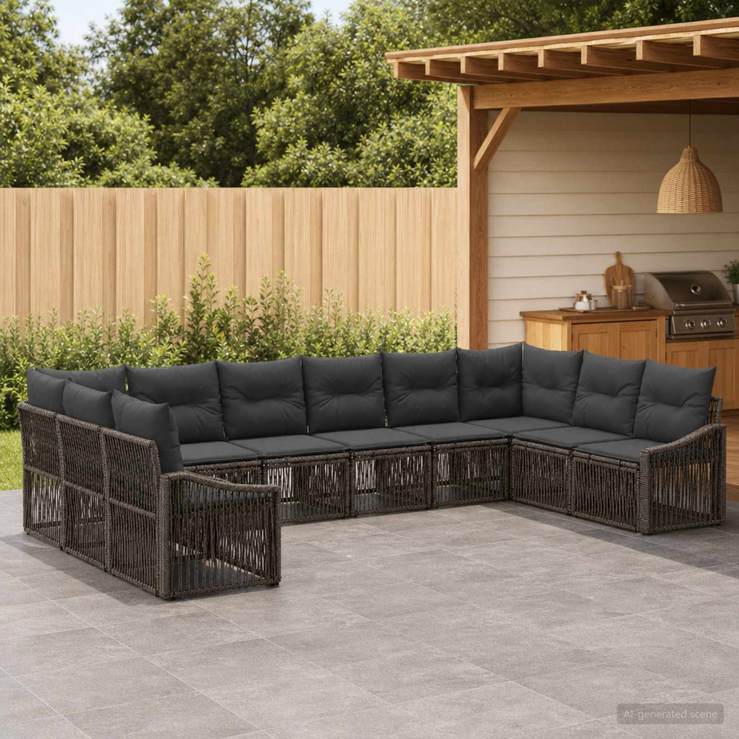 Gartensofa-set 10 pcs Grau Poly-Rattan