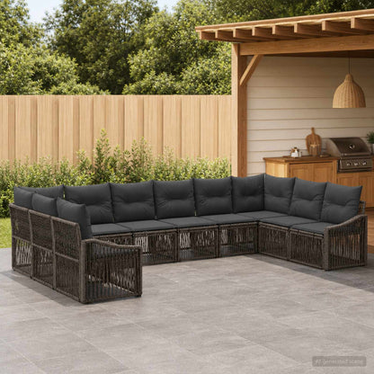 Gartensofa-set 10 stk. Grau Poly-Rattan