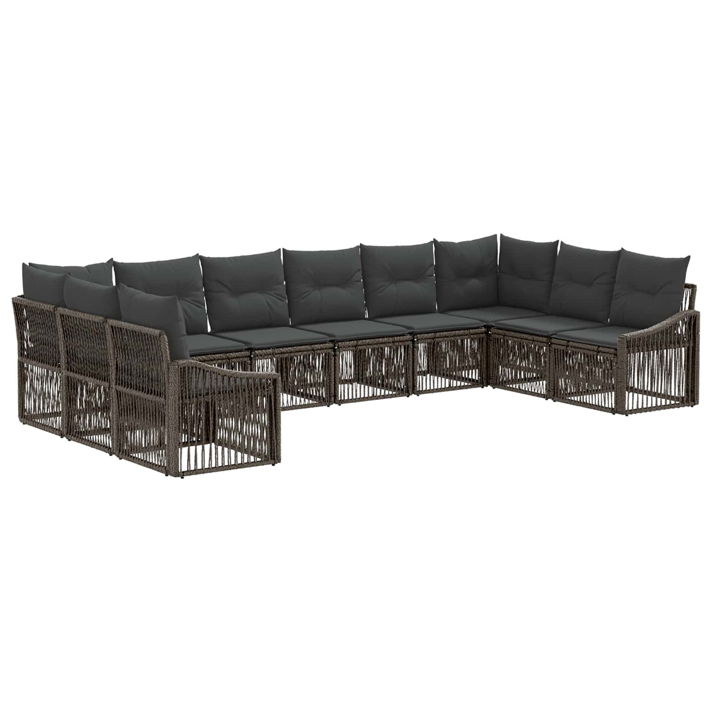 Gartensofa-set 10 pcs Grau Poly-Rattan