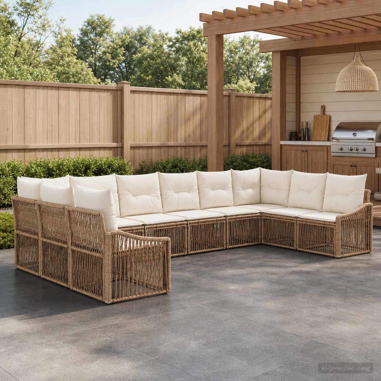 Gartensofa-set 10 pcs Beige Poly-Rattan