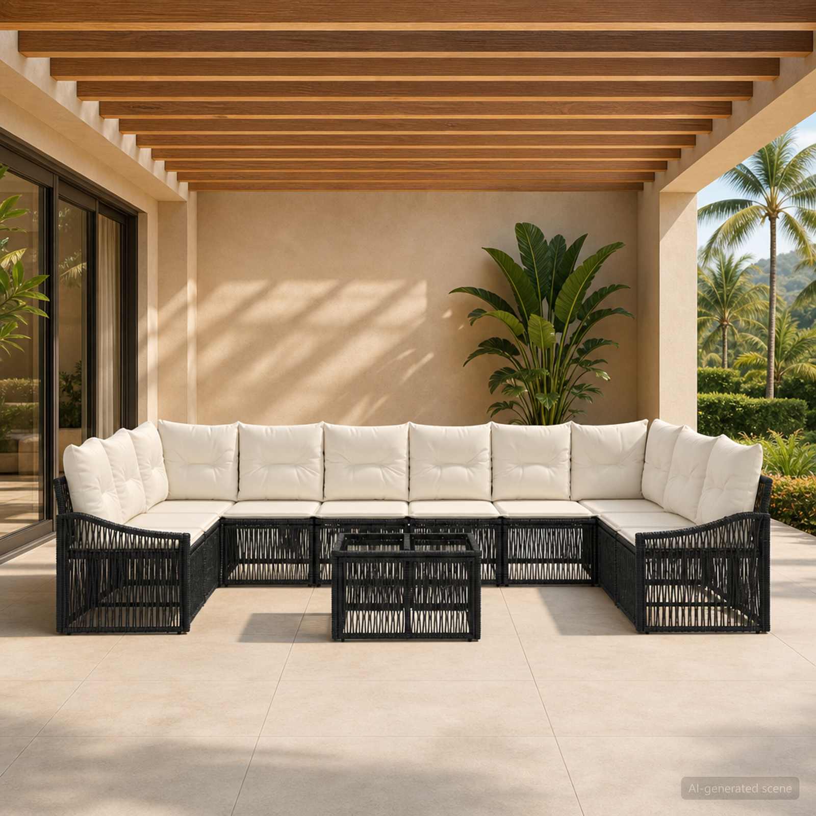 Gartensofa-set 11 stk. Schwarz Poly-Rattan