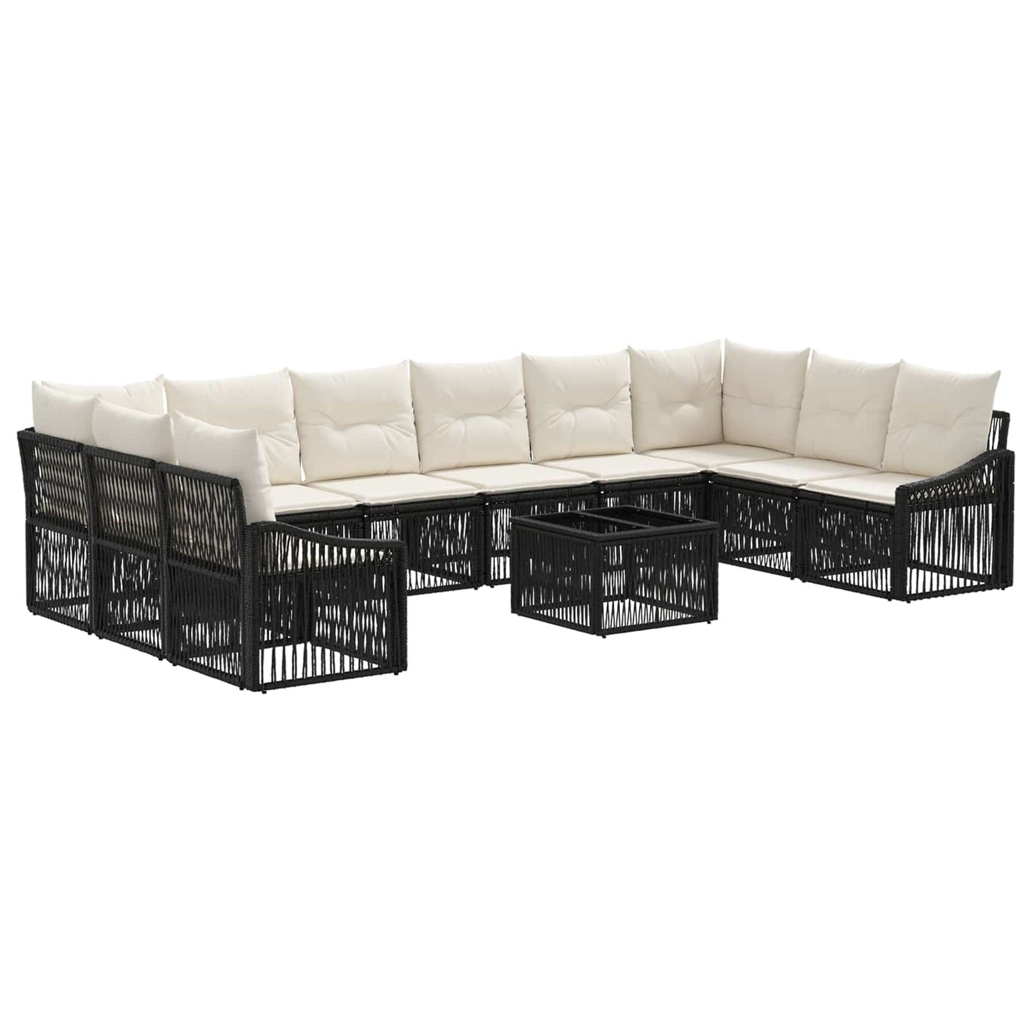Gartensofa-set 11 stk. Schwarz Poly-Rattan