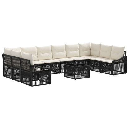Gartensofa-set 11 stk. Schwarz Poly-Rattan