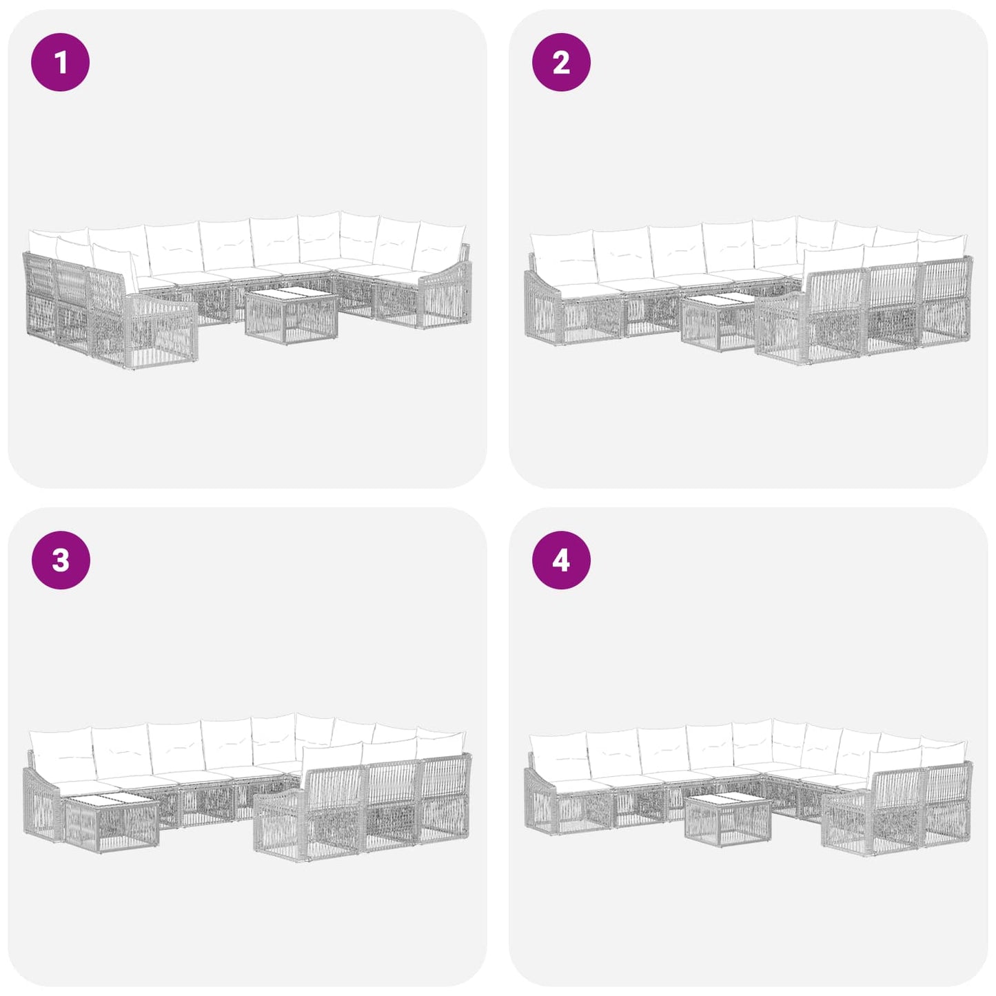 Gartensofa-set 11 stk. Schwarz Poly-Rattan