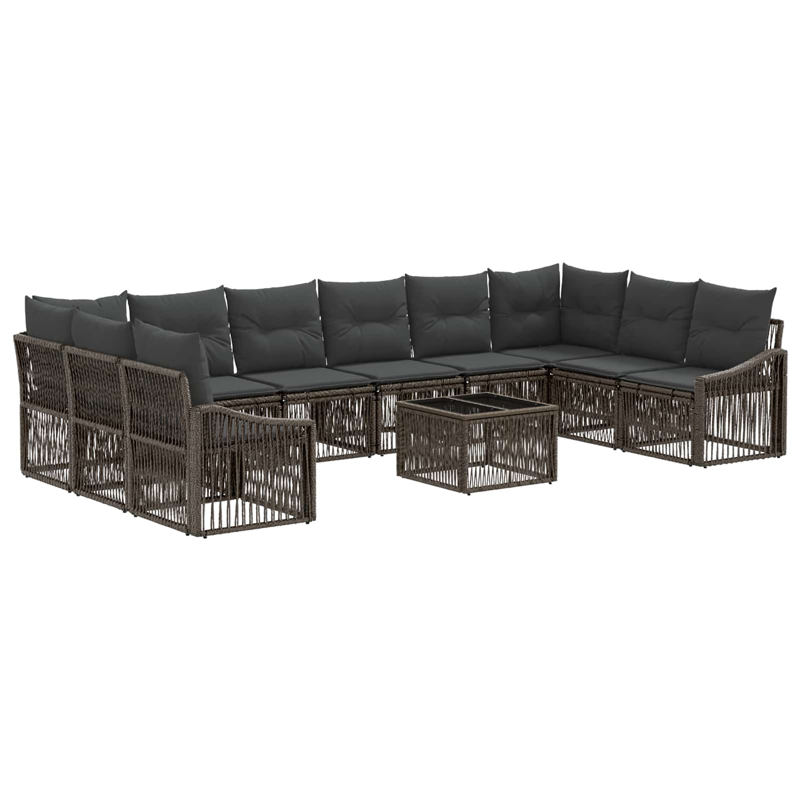 Gartensofa-set 11 stk. Grau Poly-Rattan